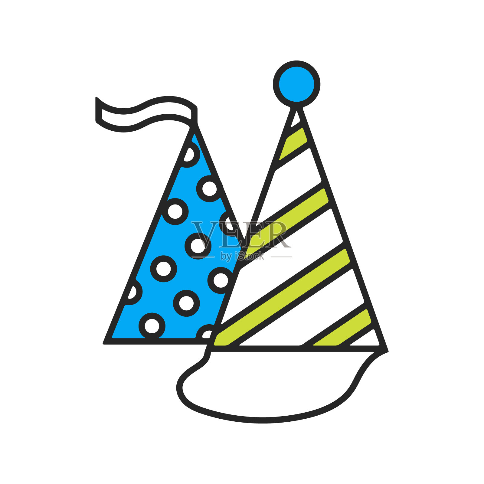 单色图标节日帽子上的白色背景插画图片素材