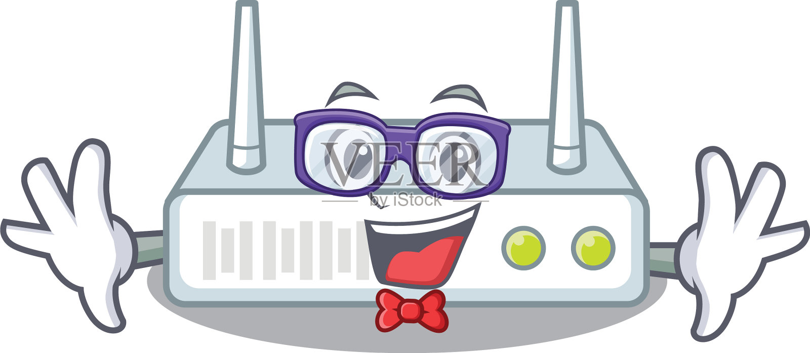 极客路由器安装在卡通墙插画图片素材