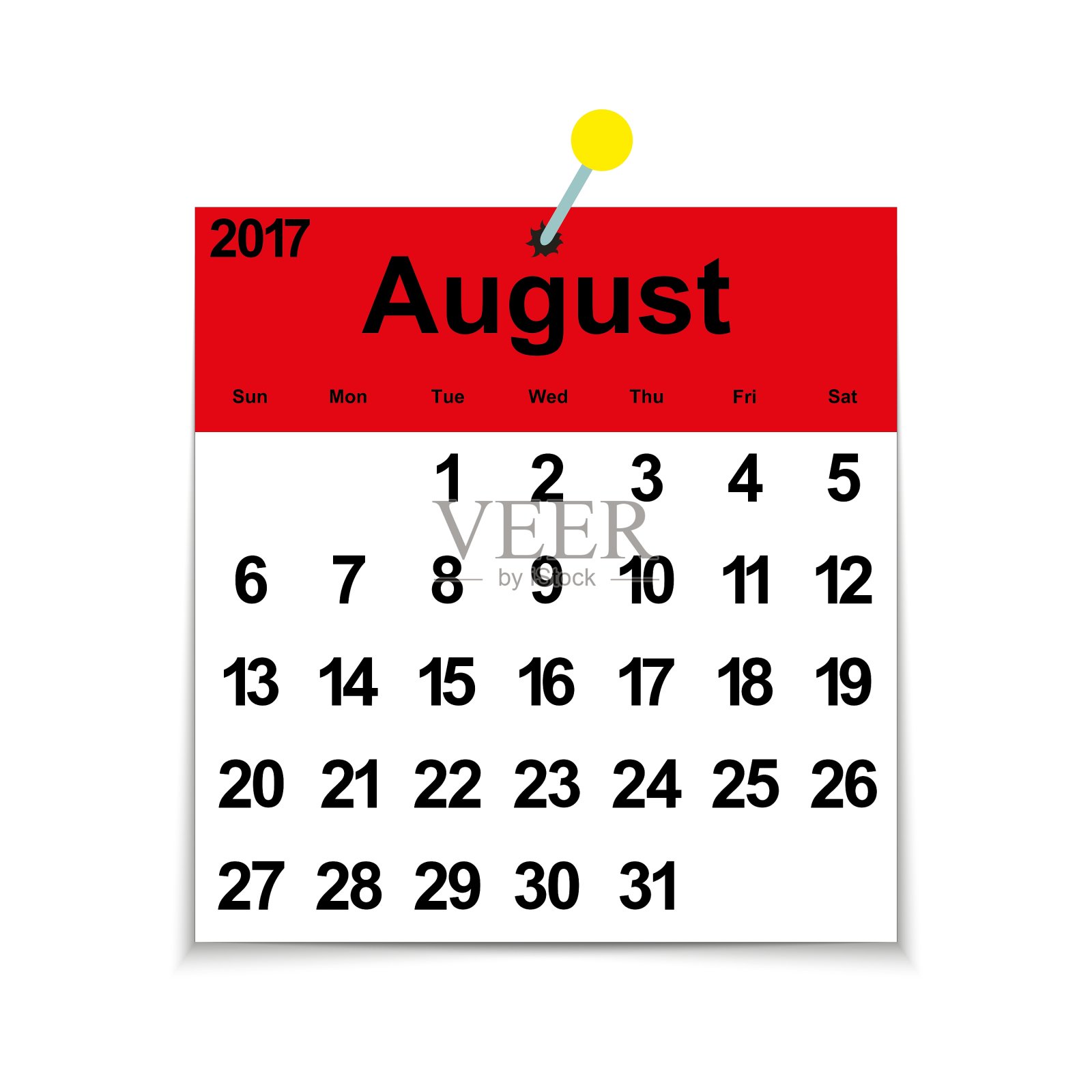 叶日历2017年8月设计模板素材