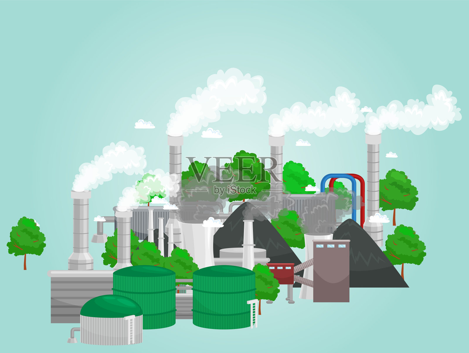 可再生生态能源,象征绿色城市动力插画图片素材