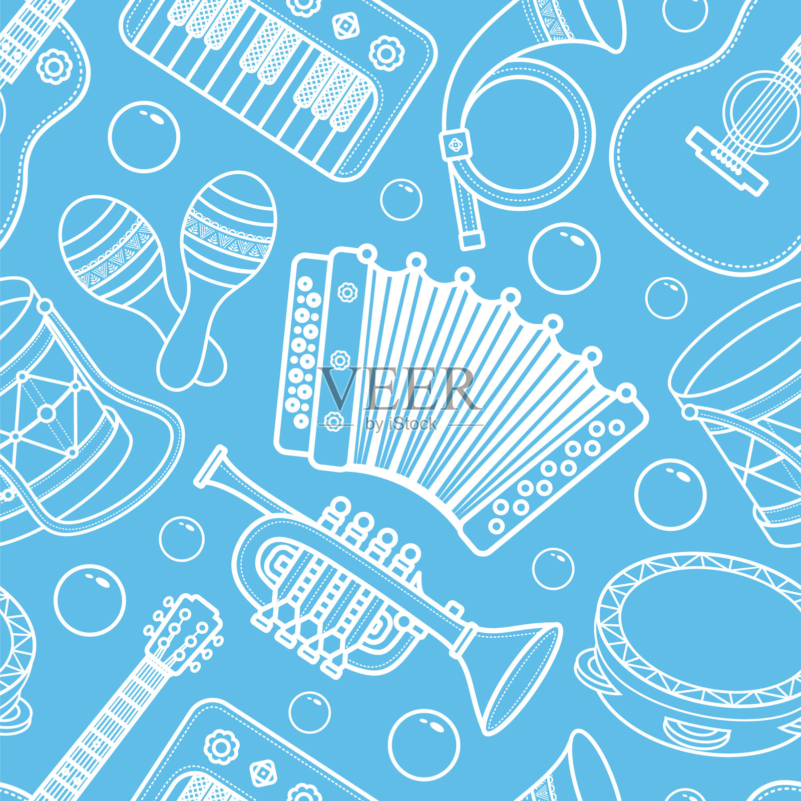 乐器无缝单色图案插画图片素材