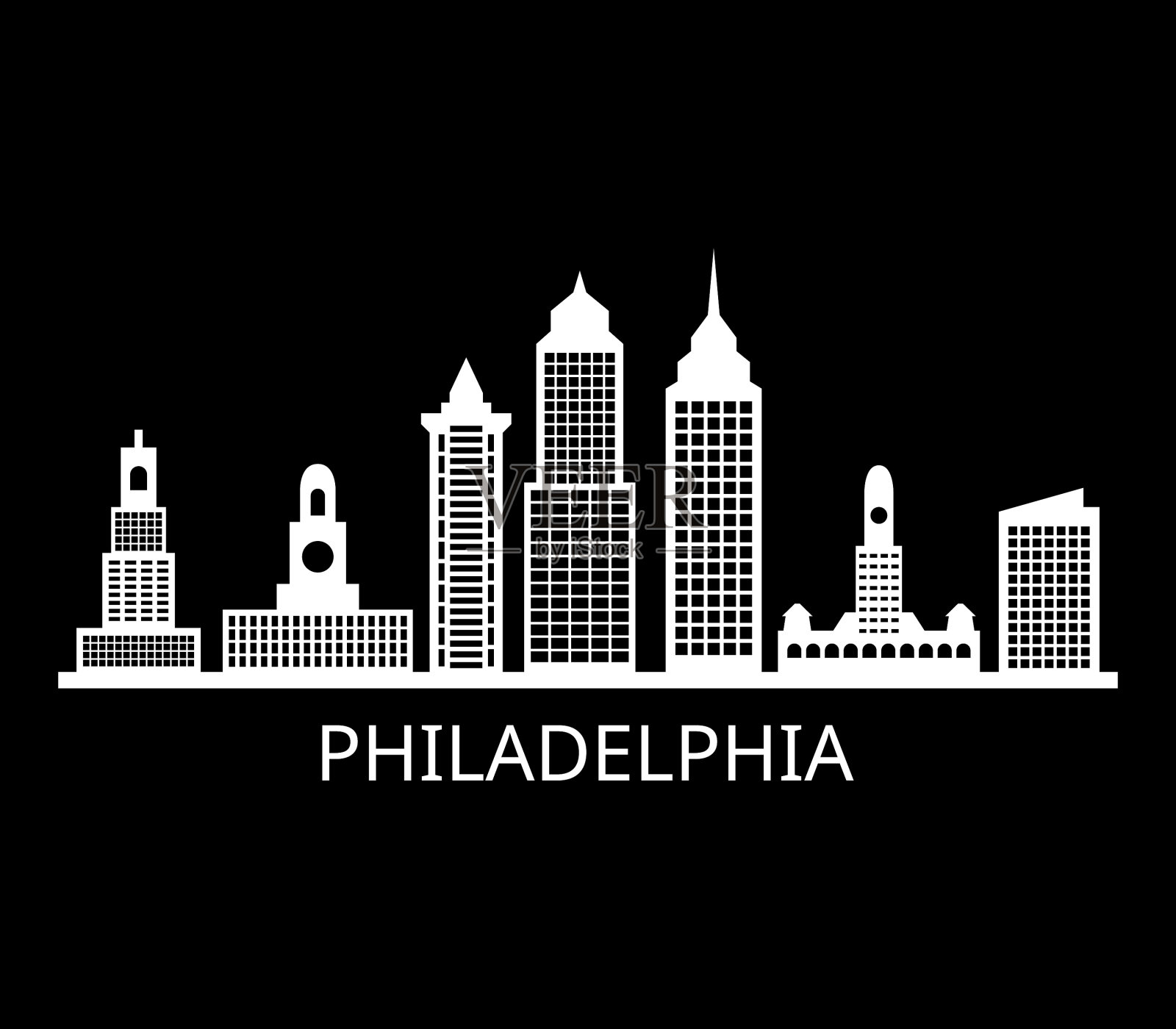 费城的轮廓插画图片素材