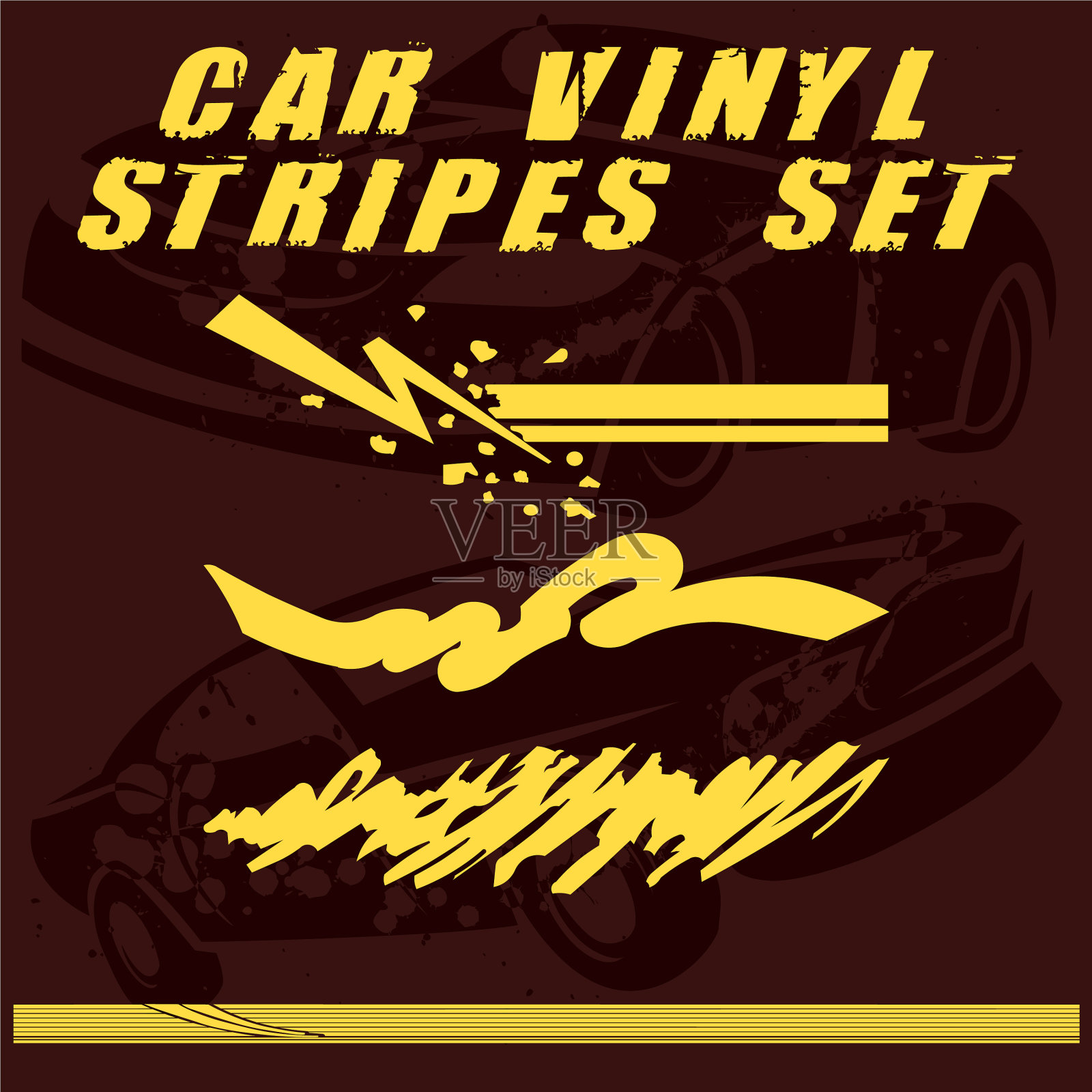 汽车条纹设计设置打印和切割在乙烯基上插画图片素材