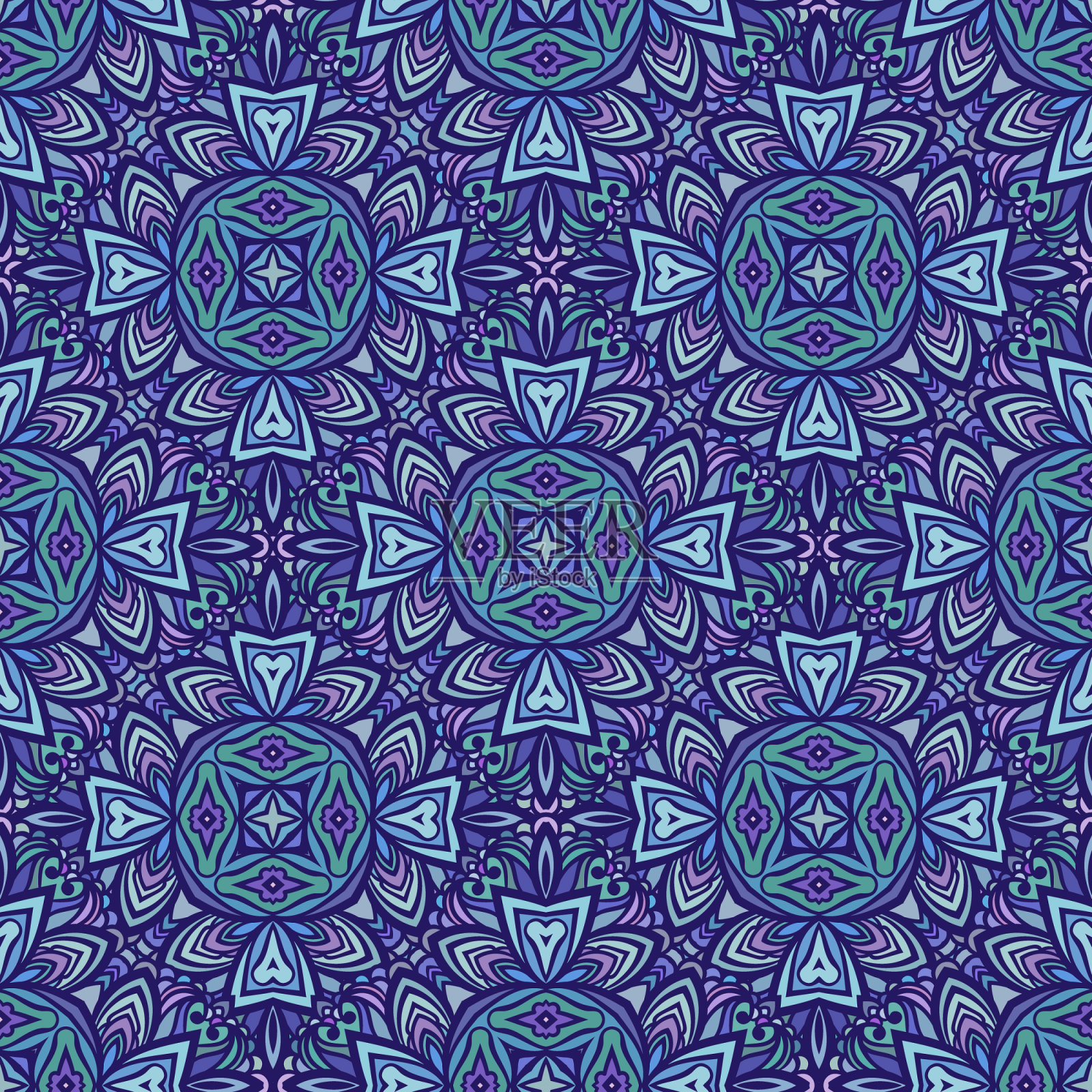 无缝图案摩洛哥风格马赛克瓷砖插画图片素材