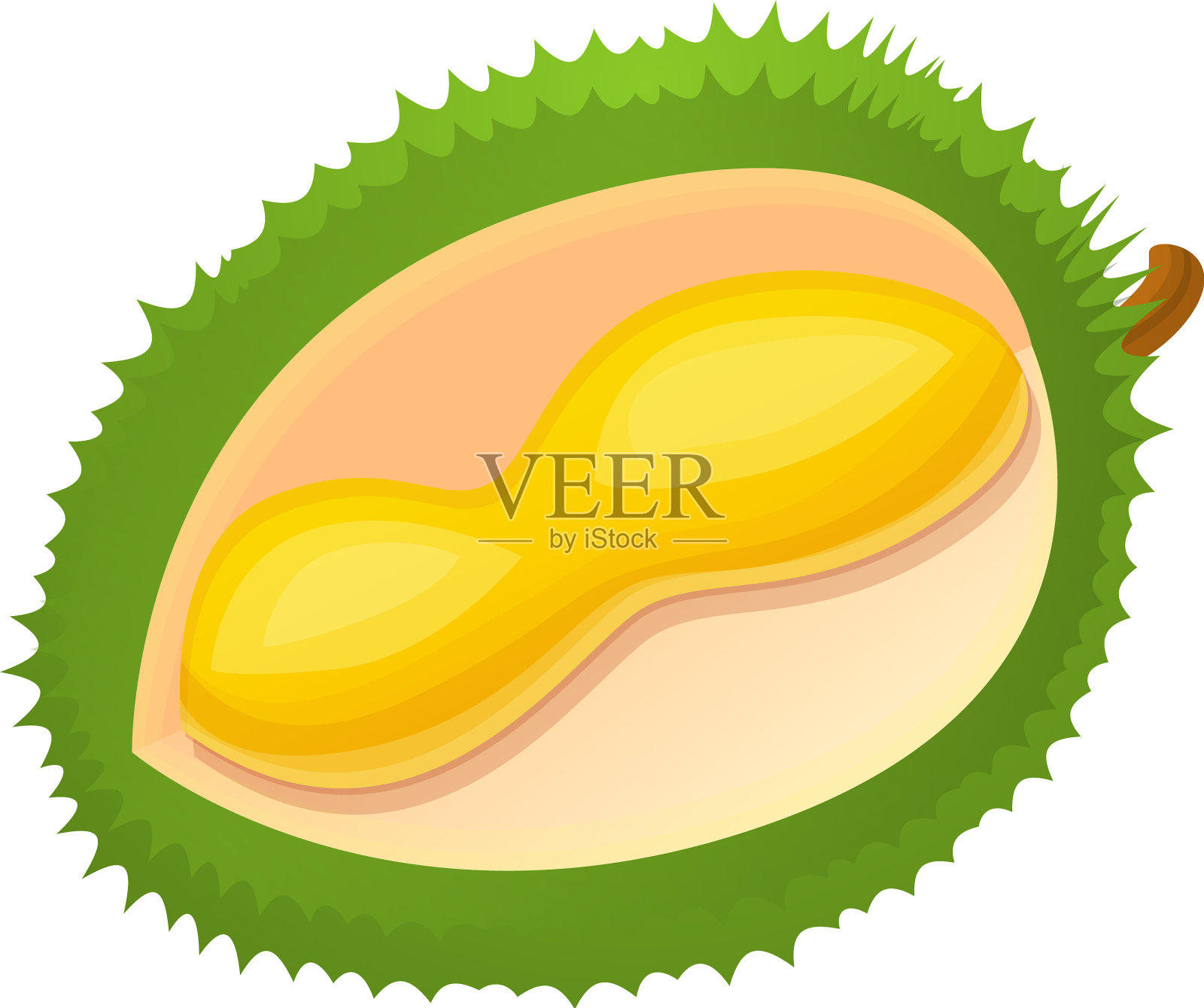 剪下部分榴莲图标卡通风格设计元素图片