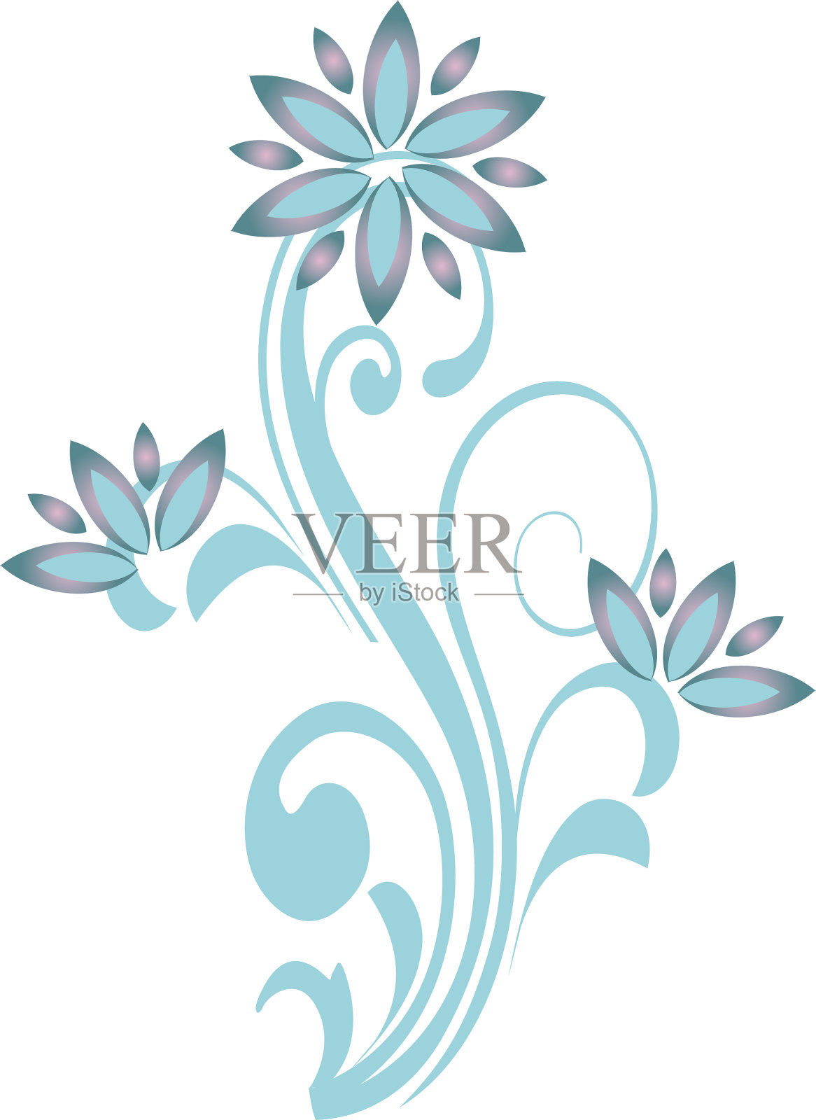 花型曲线装饰装饰物蓝花插画图片素材