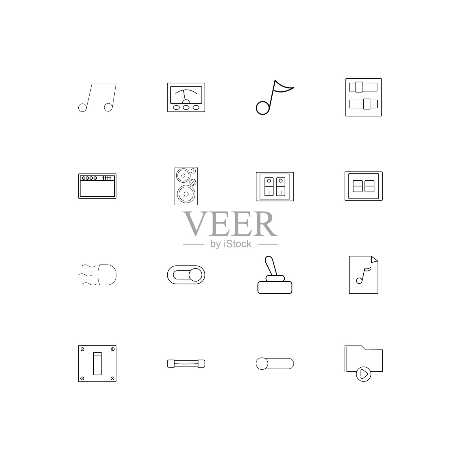 电学线性薄图标设置轮廓简单图标素材