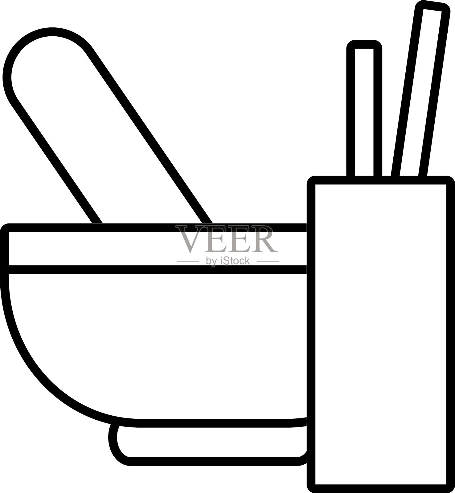 臼与杵图标轮廓风格插画图片素材