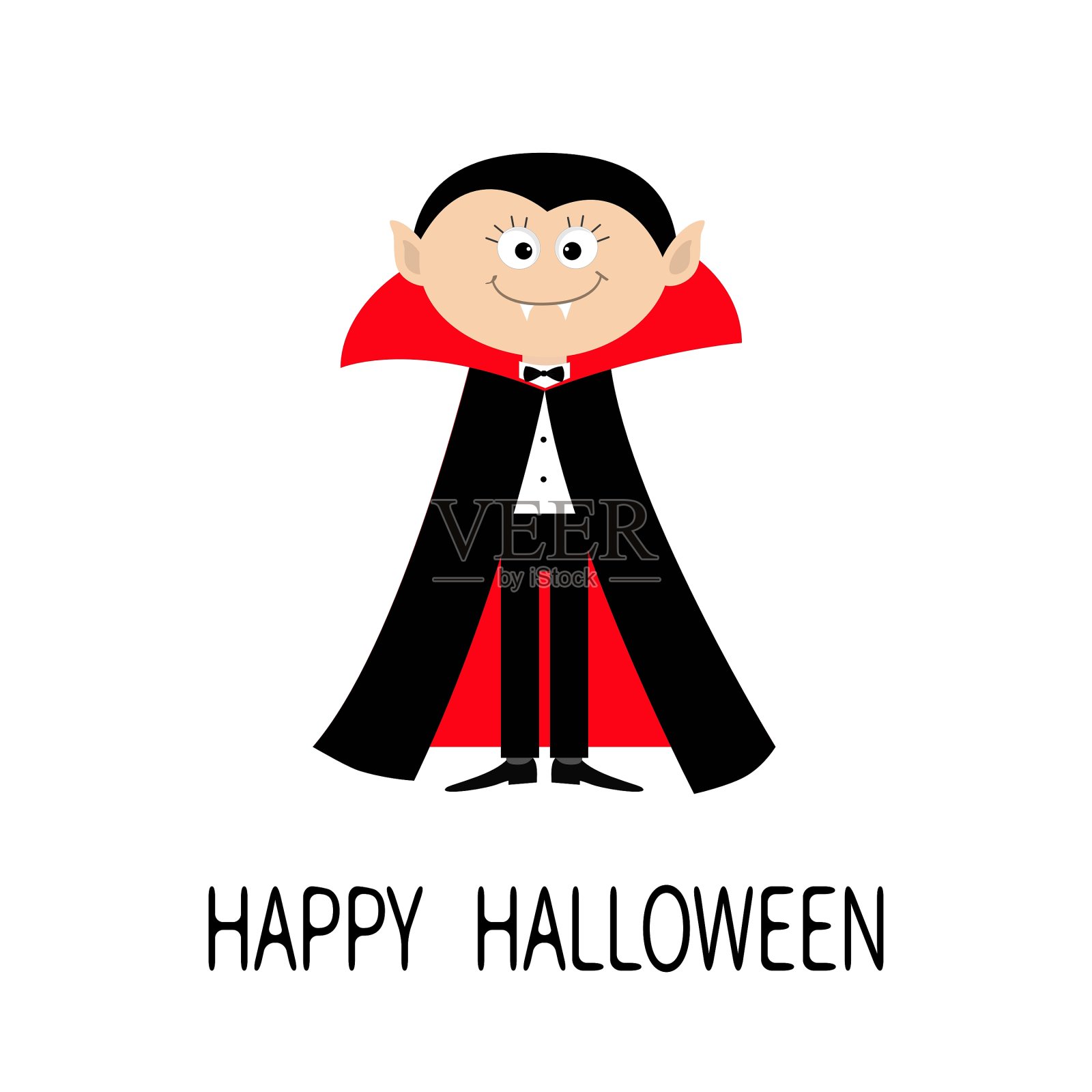 德古拉伯爵穿着红黑相间的斗篷可爱插画图片素材