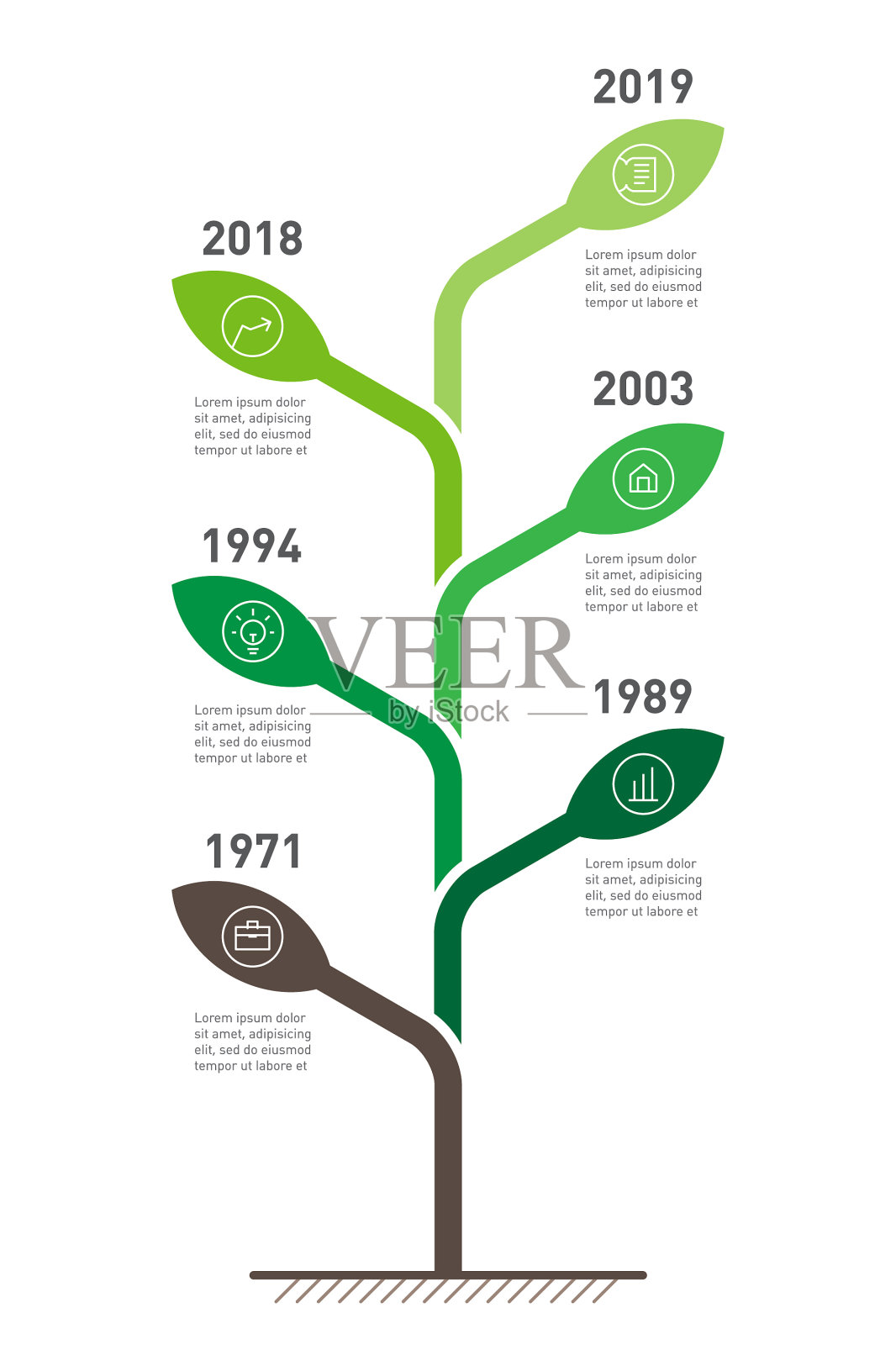 垂直时间轴信息图表的发展插画图片素材