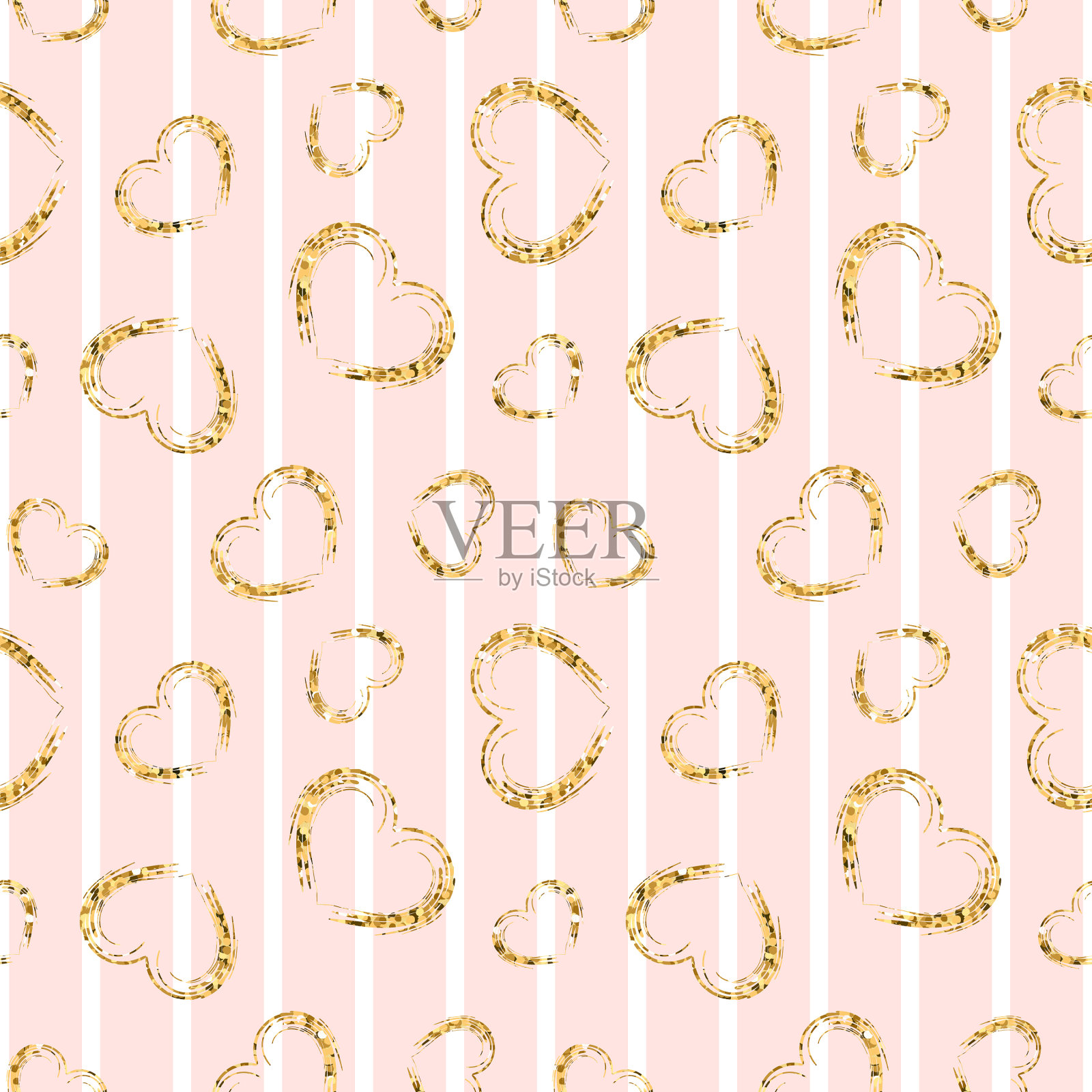 金心无缝图案粉白几何插画图片素材