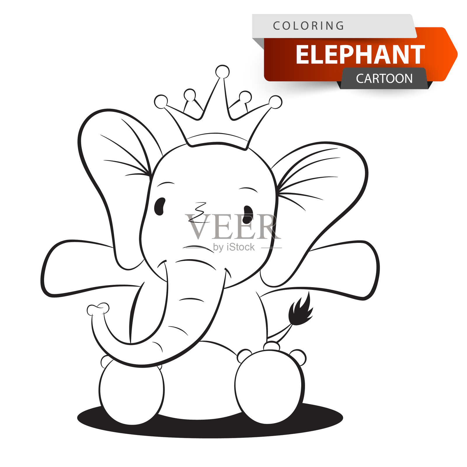 可爱有趣的大象角色插画图片素材