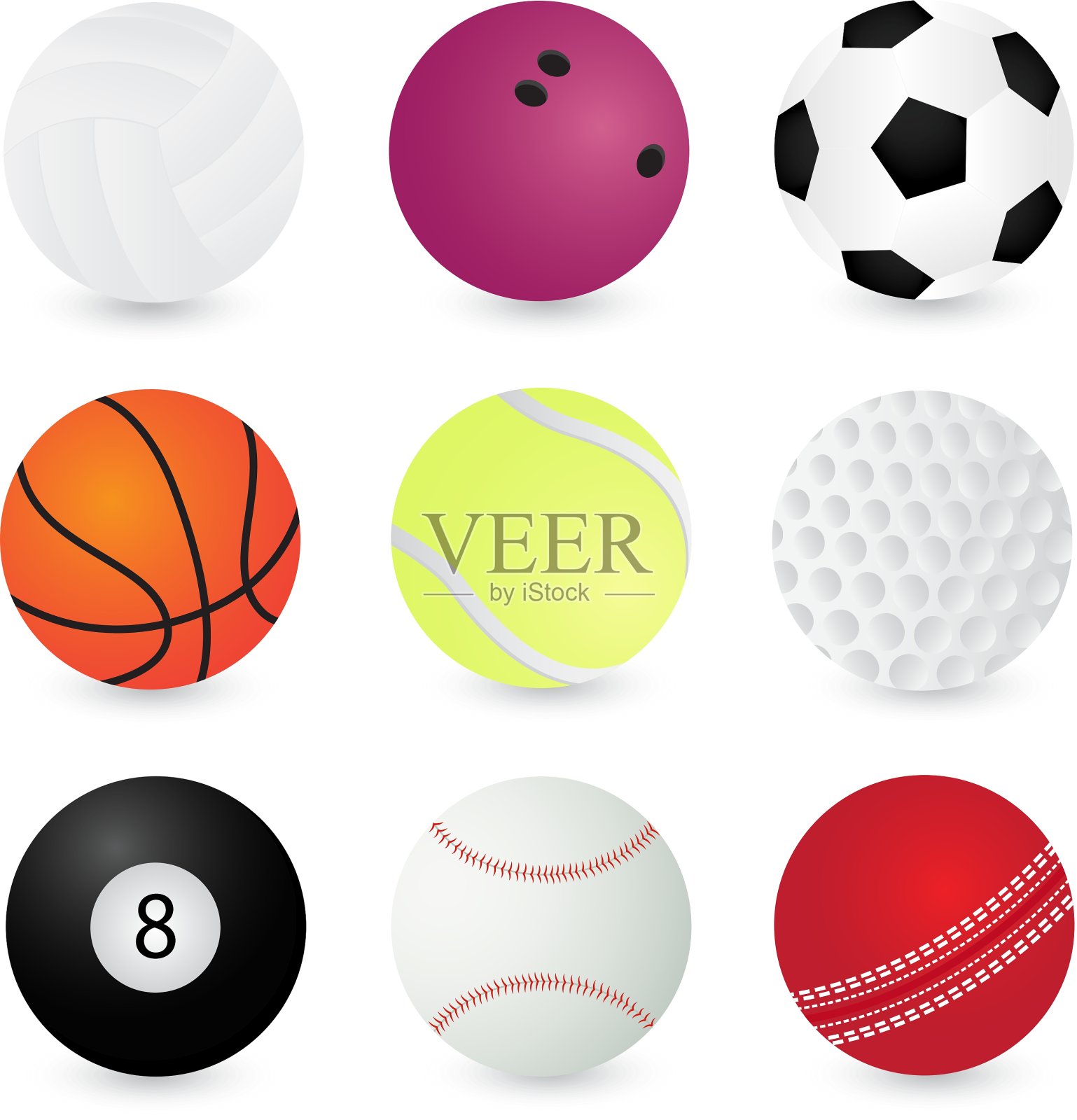 运动球排球保龄球足球篮球插画图片素材