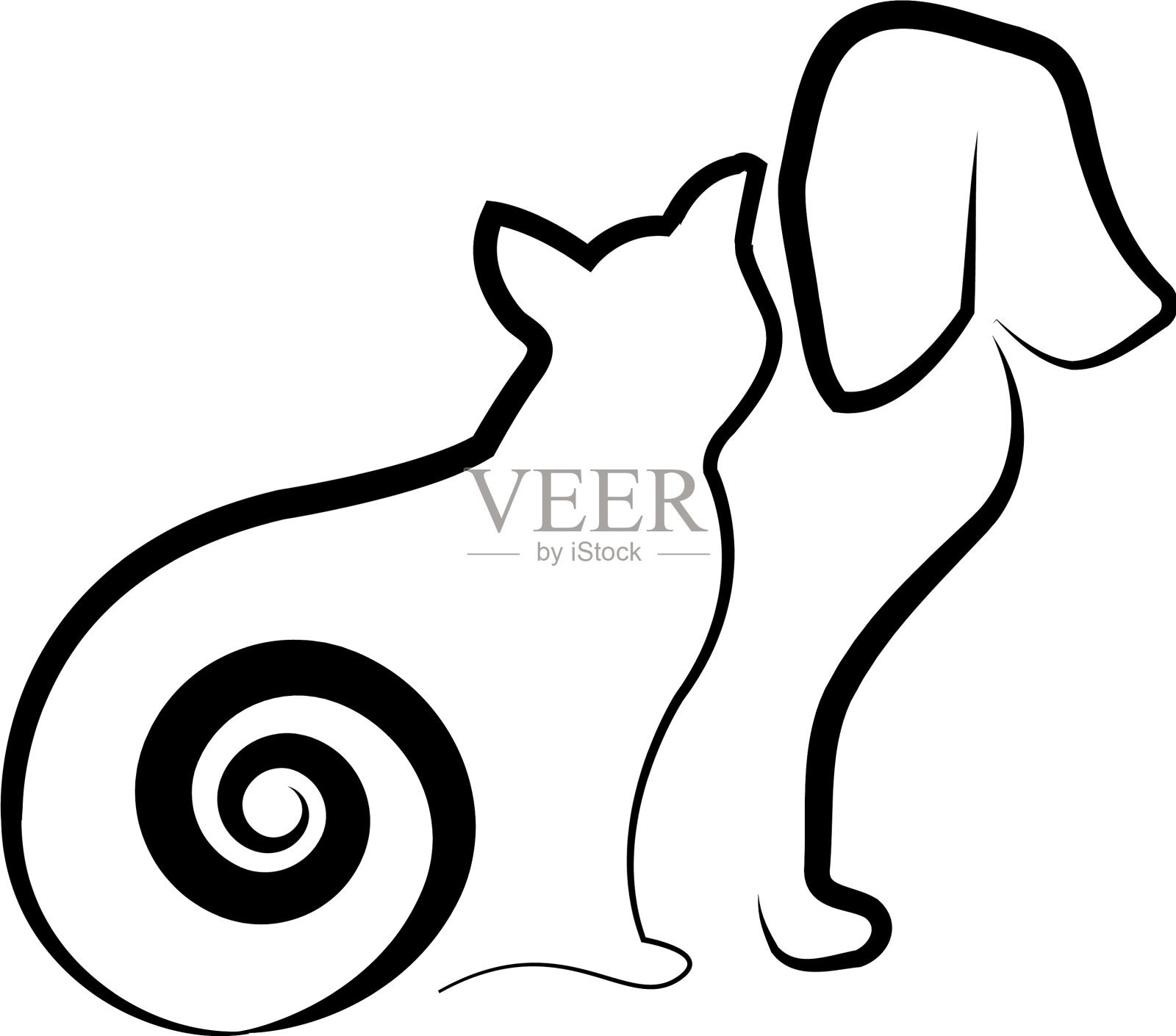 猫和狗的剪影图标插画图片素材