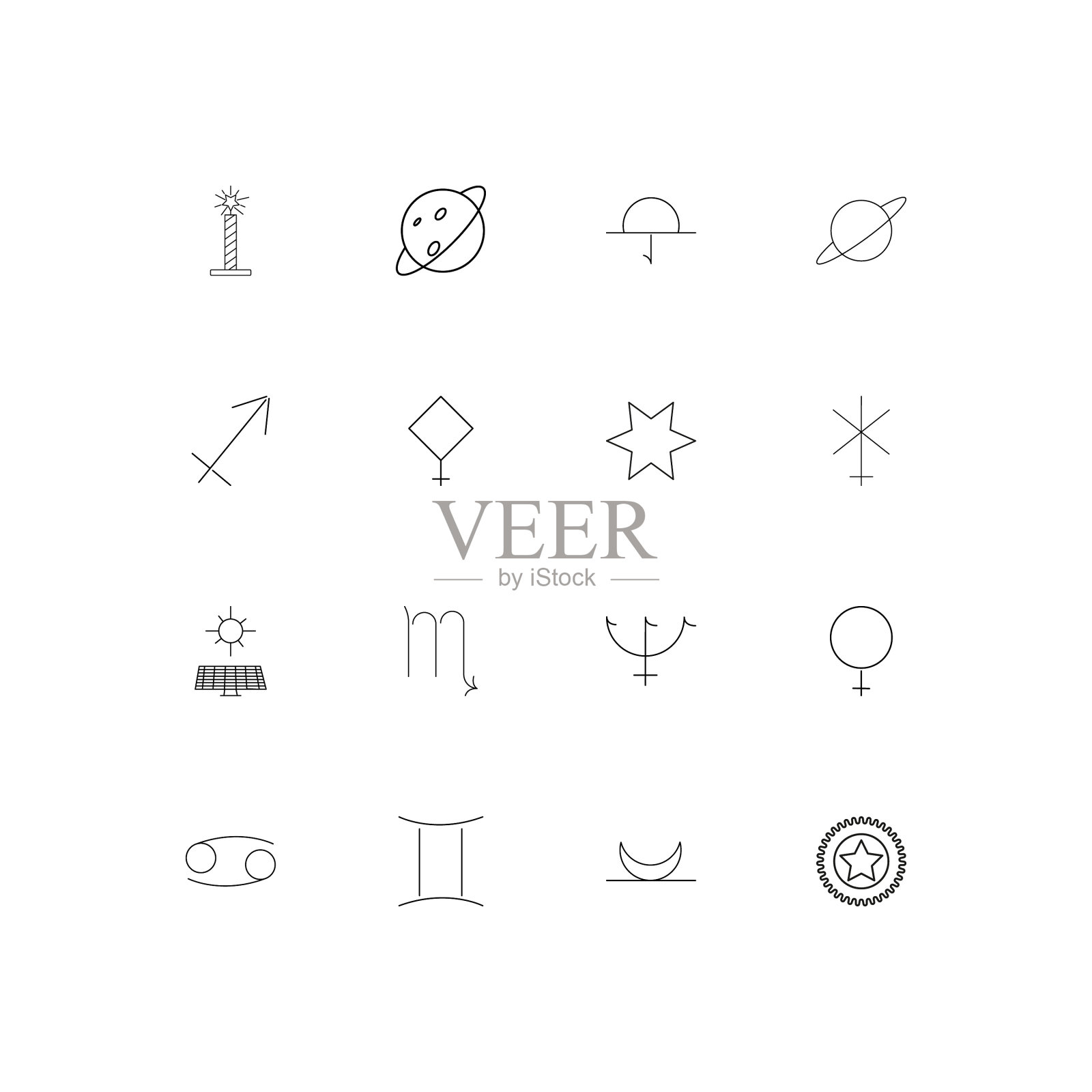 占星术线薄图标设置轮廓简单图标素材