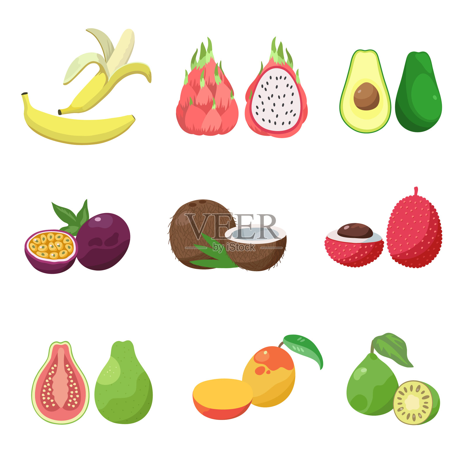 热带异种水果集各种异种水果于一体图标素材