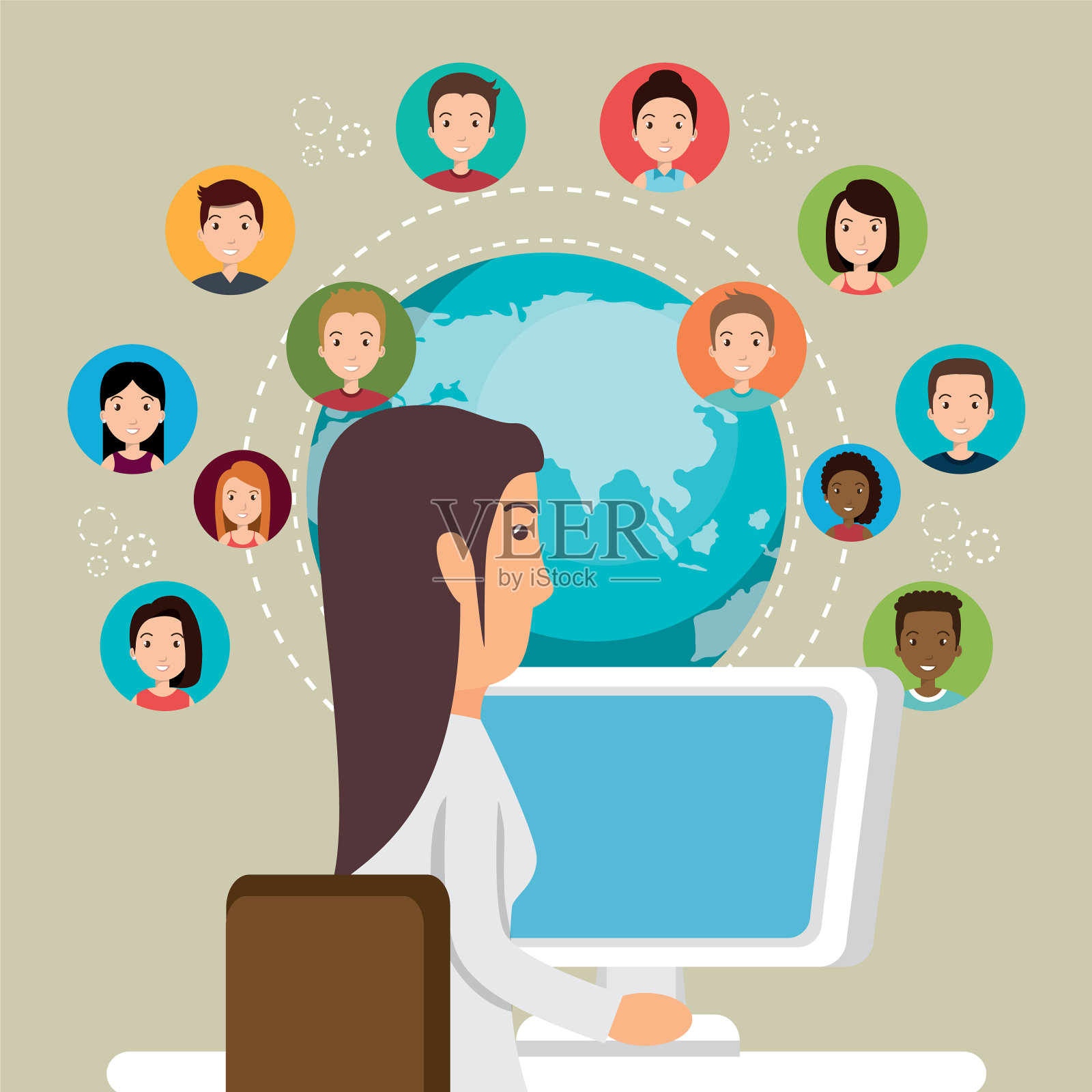 社区社交媒体人插画图片素材