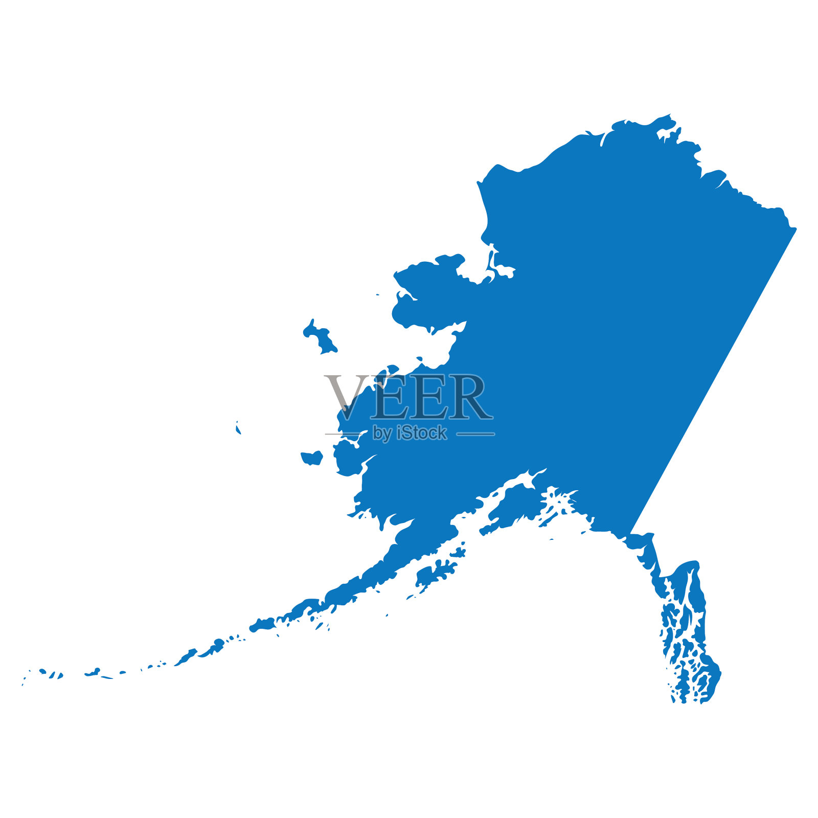 空白蓝色类似阿拉斯加地图孤立在白色ba插画图片素材