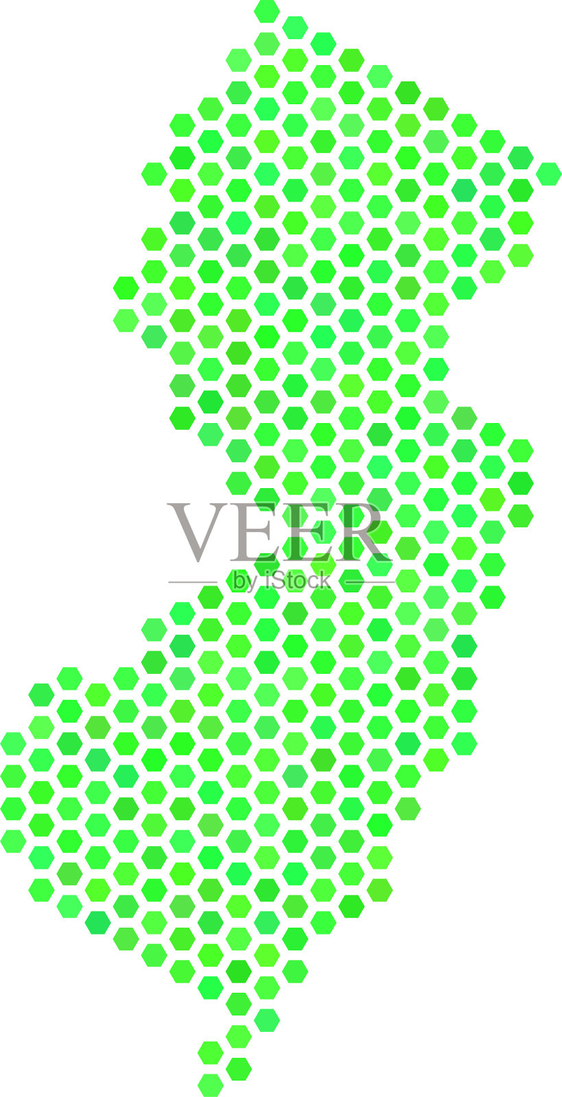 绿色六边形新泽西州地图插画图片素材