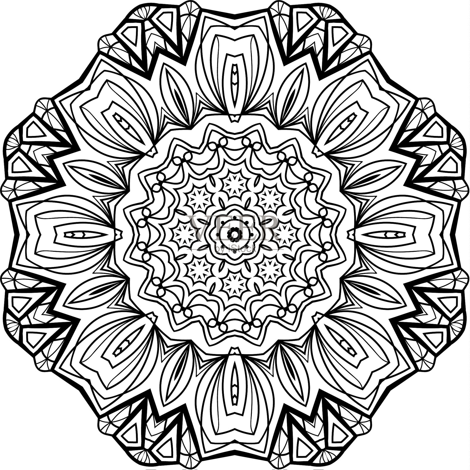 花曼荼罗复古装饰元素插画图片素材