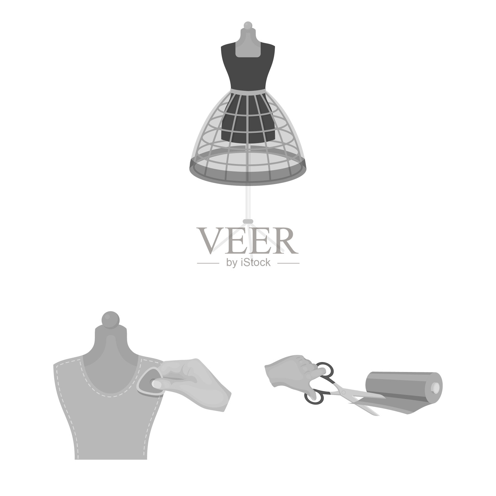 工作室和设备单色图标设置图标素材