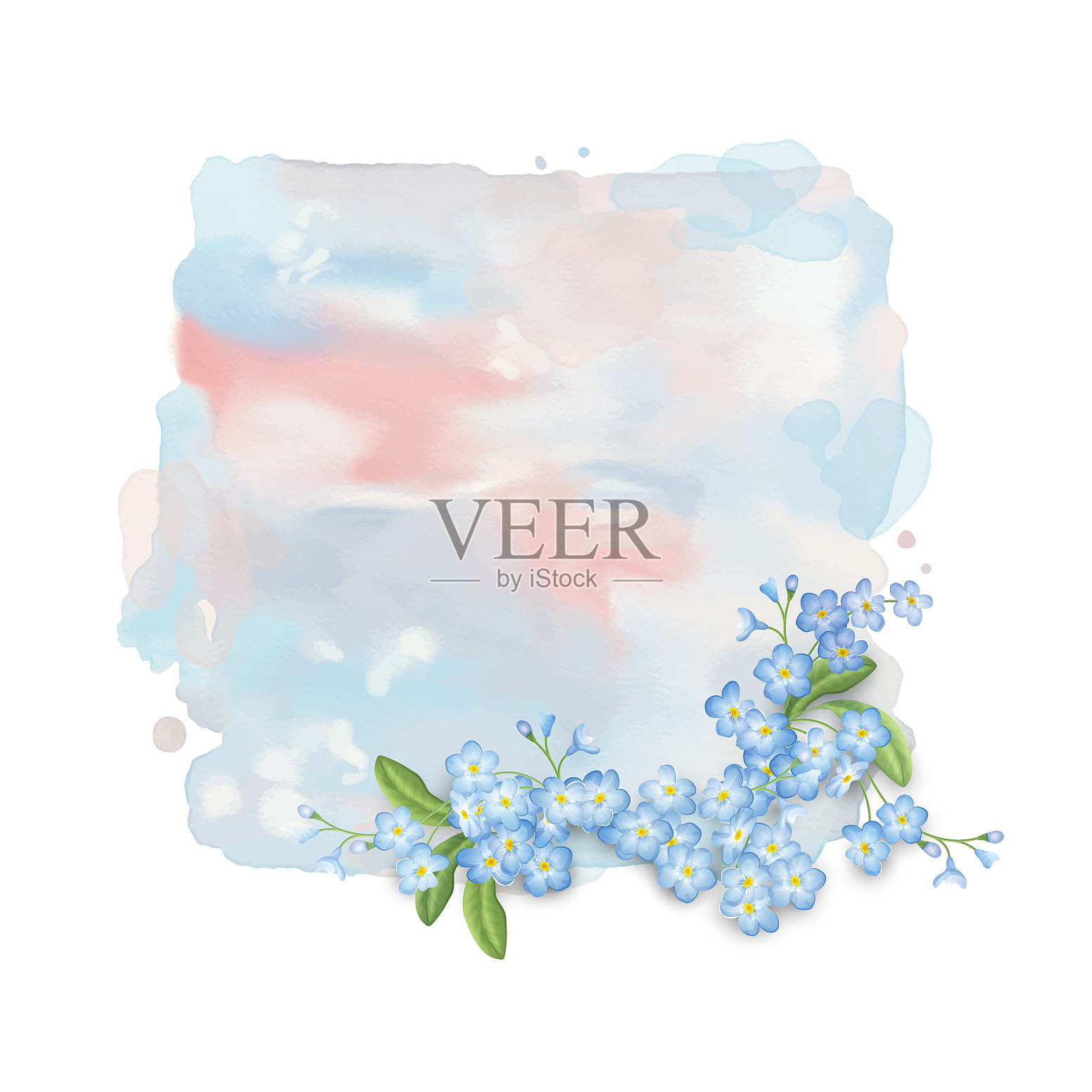 水彩横幅与花设计元素图片