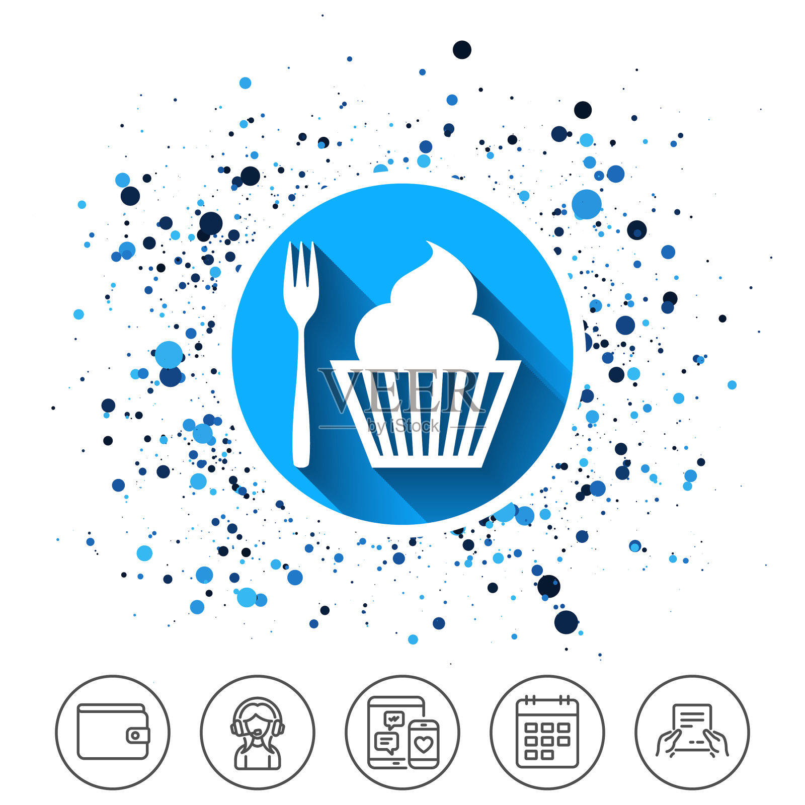 吃标志图标甜点叉与松饼图标素材