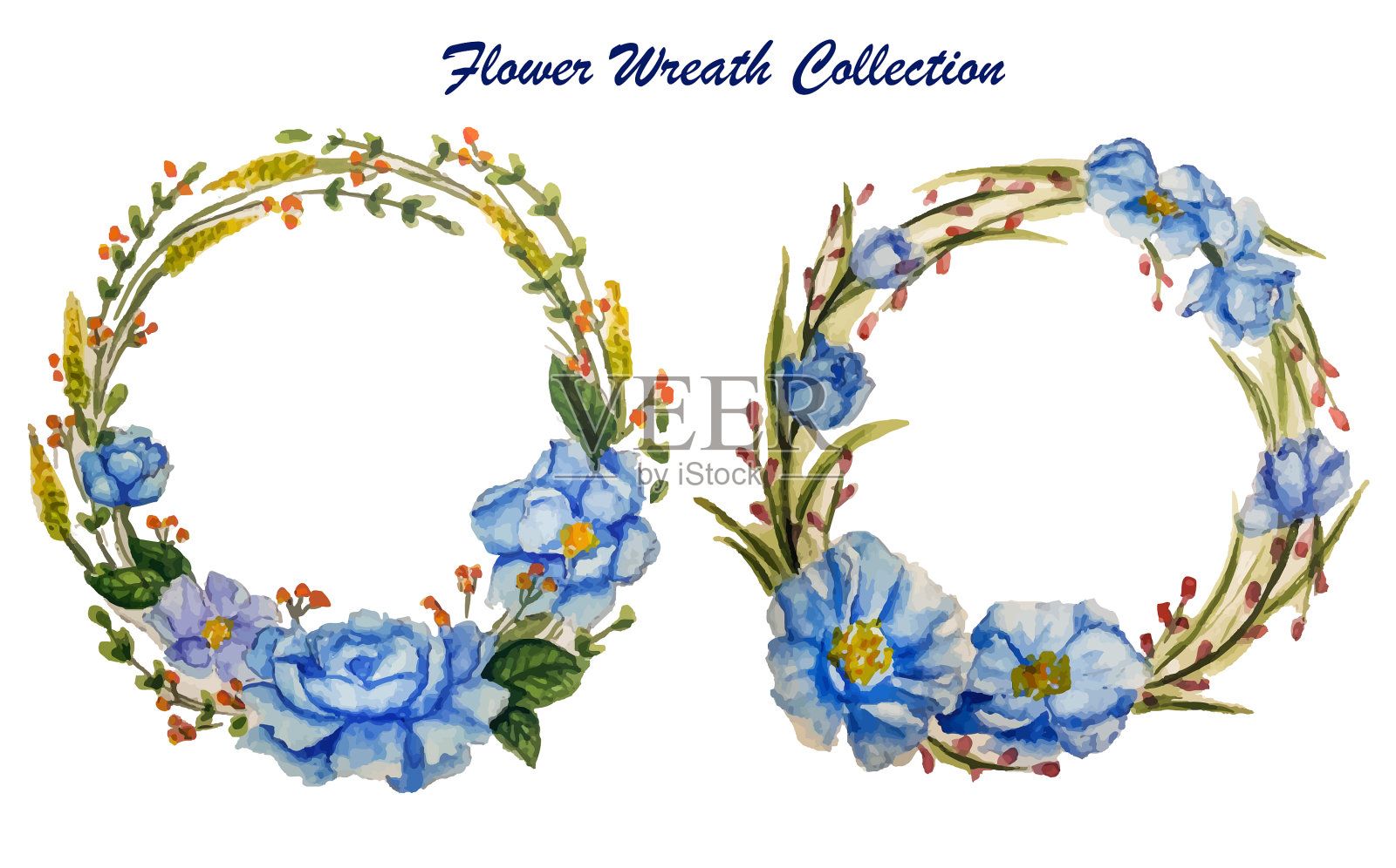 图形设置与四个美丽的花卉设计元素图片