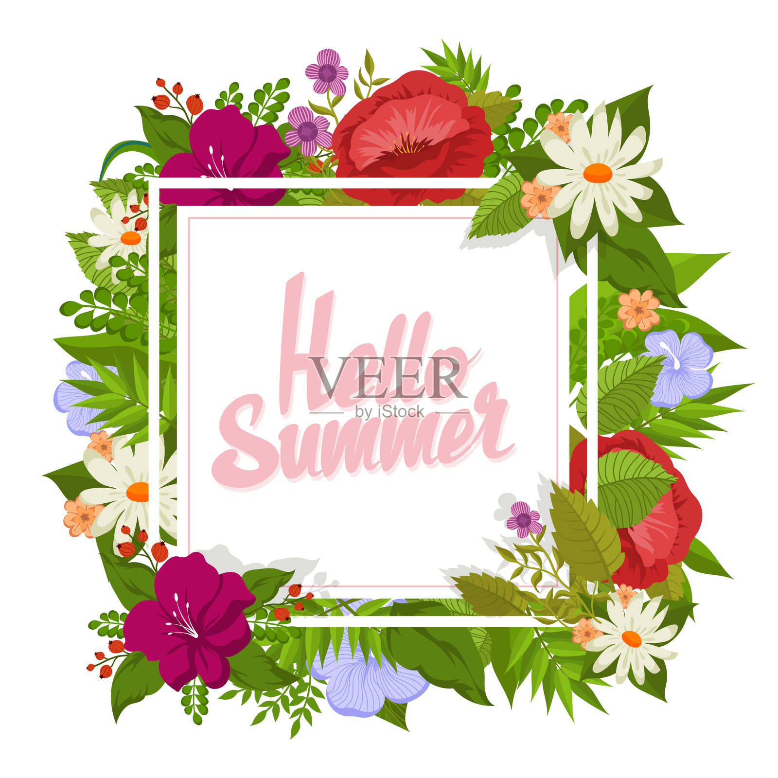 背景卡通花你好设计元素图片