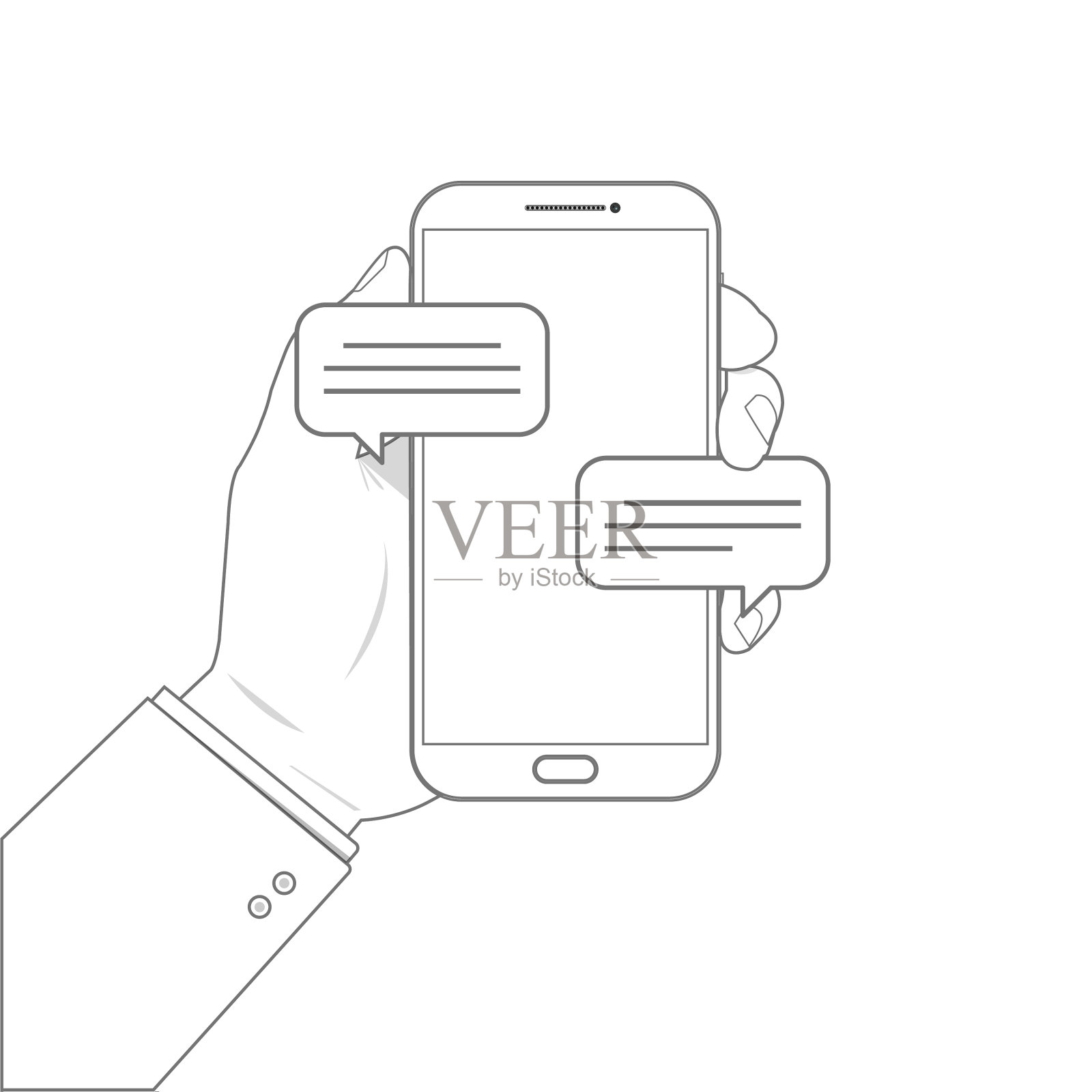 勾勒手机聊天信息设计元素图片