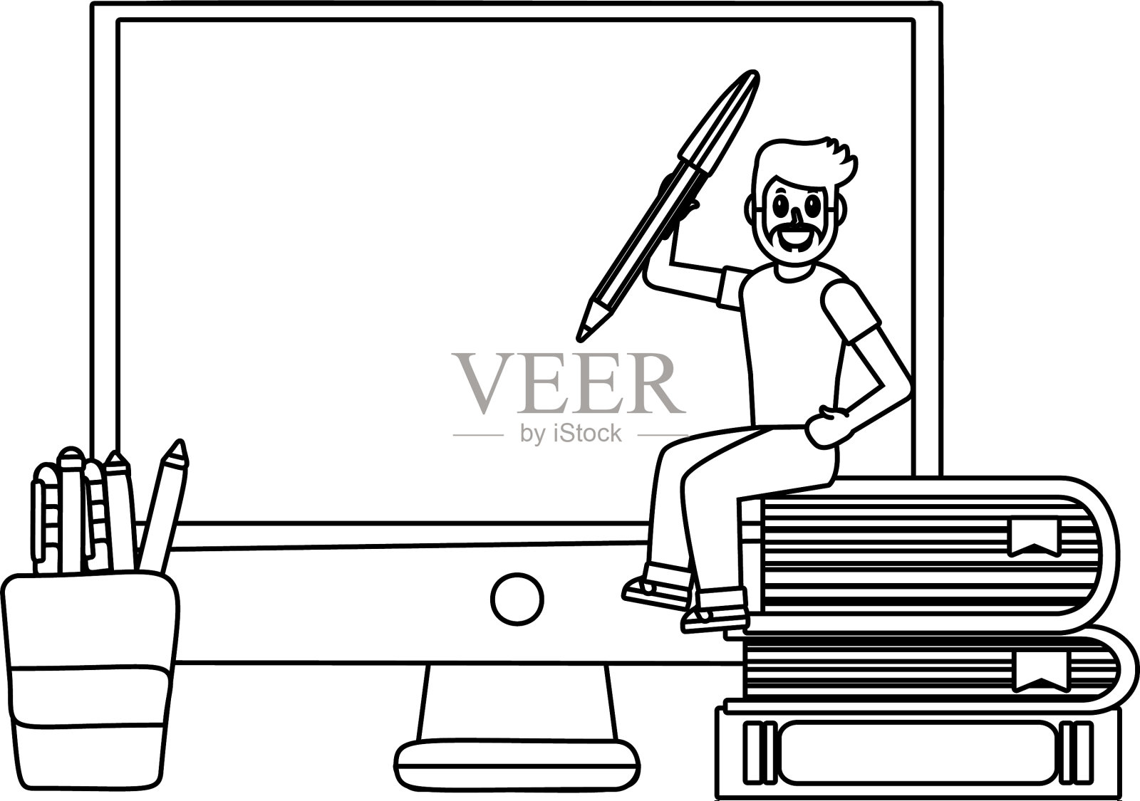 在线教育人卡通设计元素图片