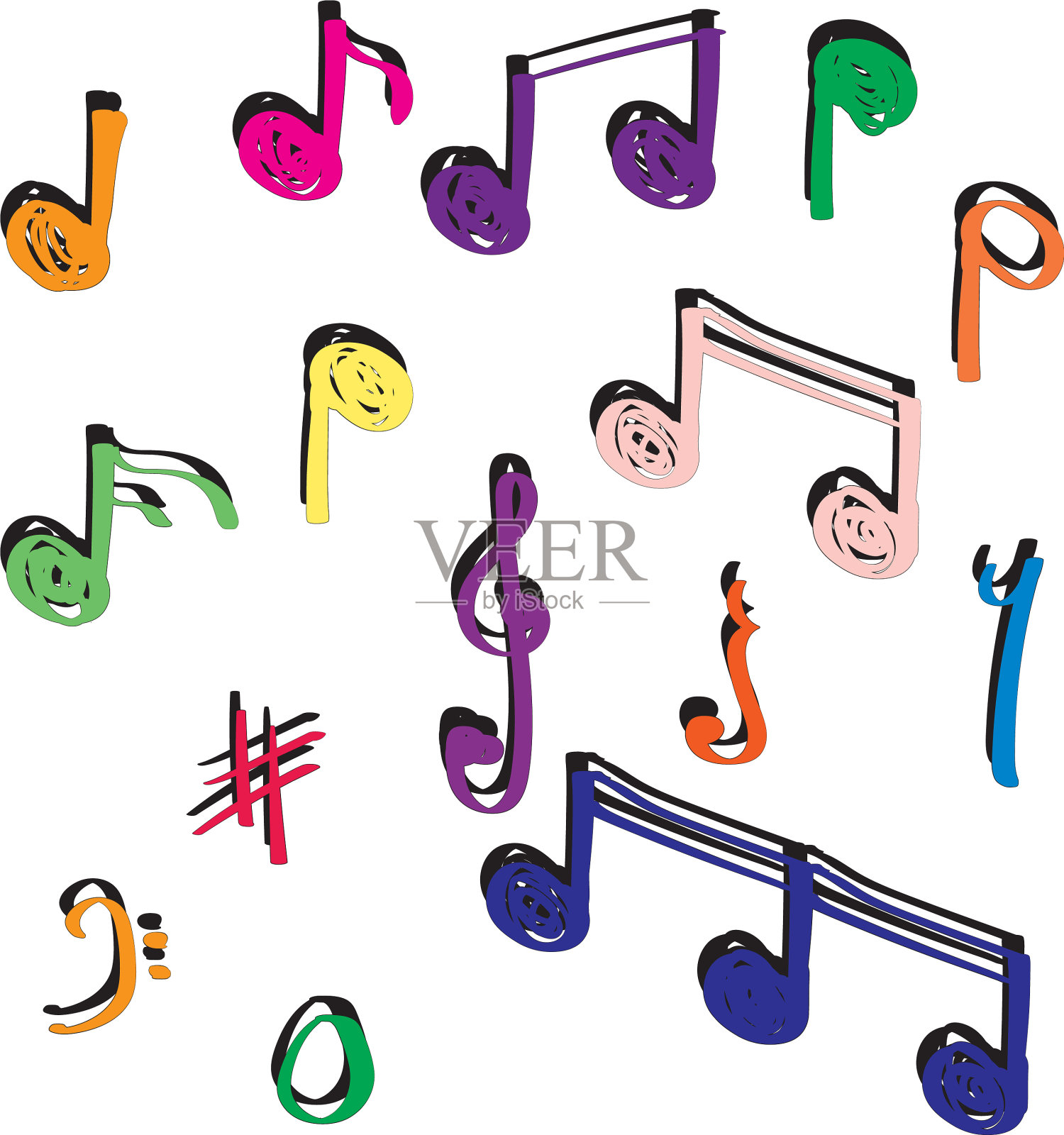 独特的手绘涂鸦笔记音乐插画图片素材