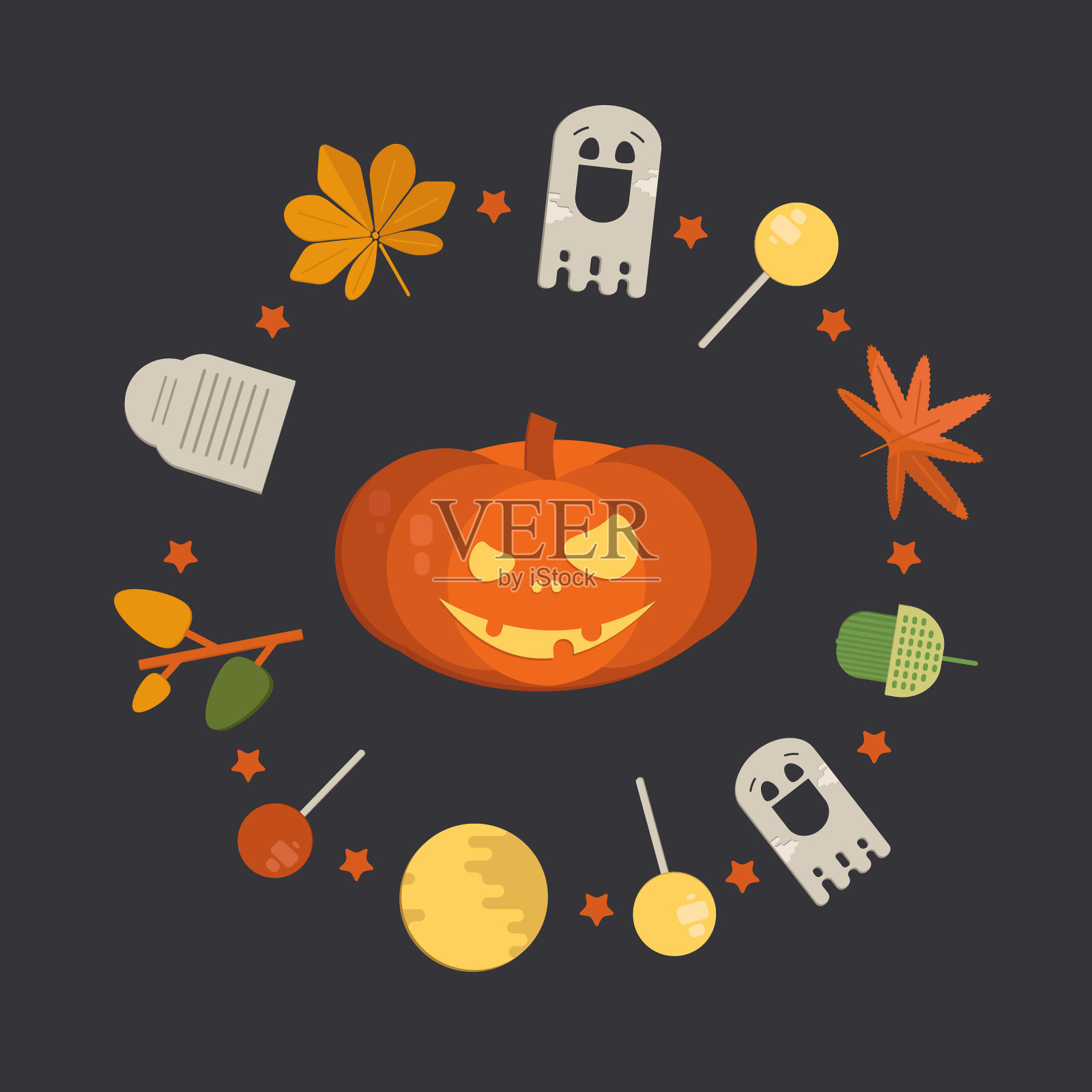 橙色微笑的南瓜设计模板素材