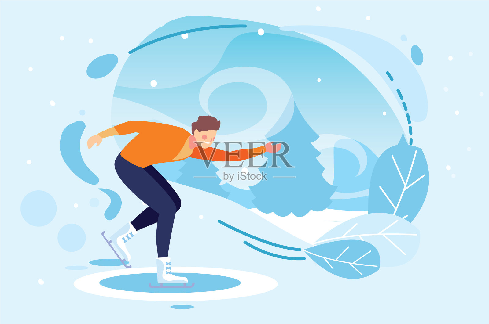 男子用山水练习花样滑冰设计元素图片