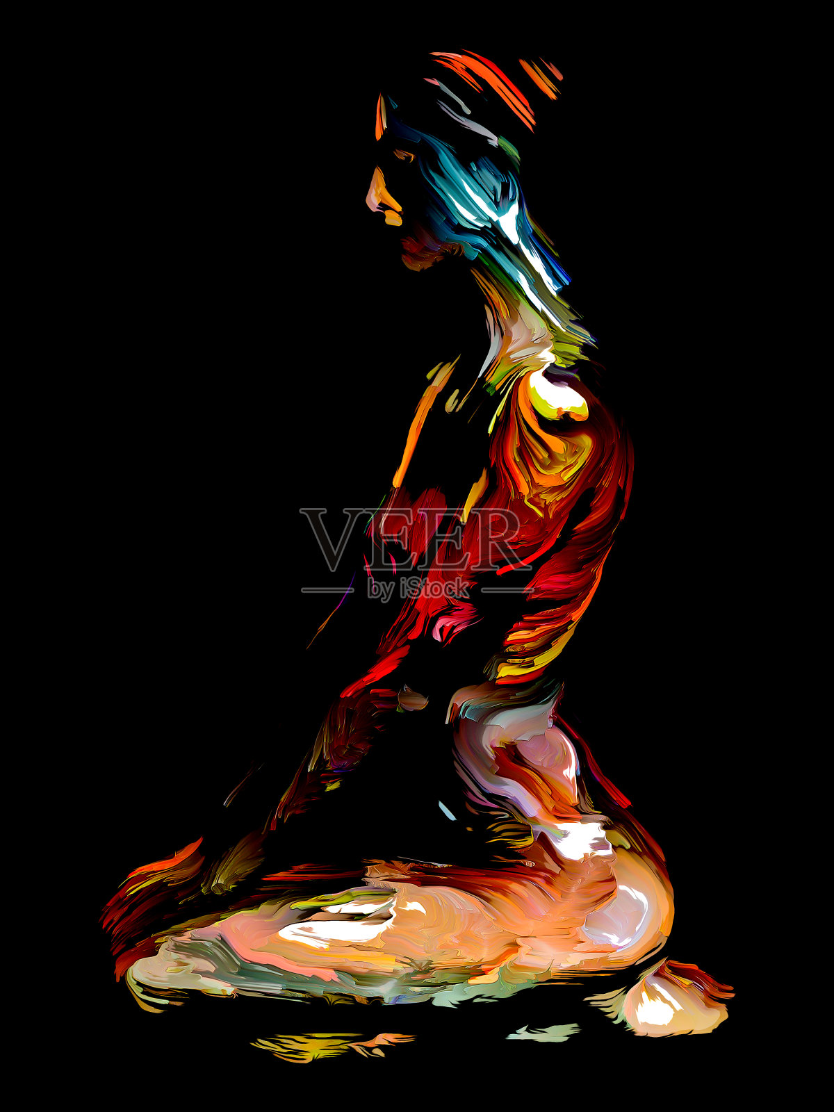 艺术姿势人物画。插画图片素材