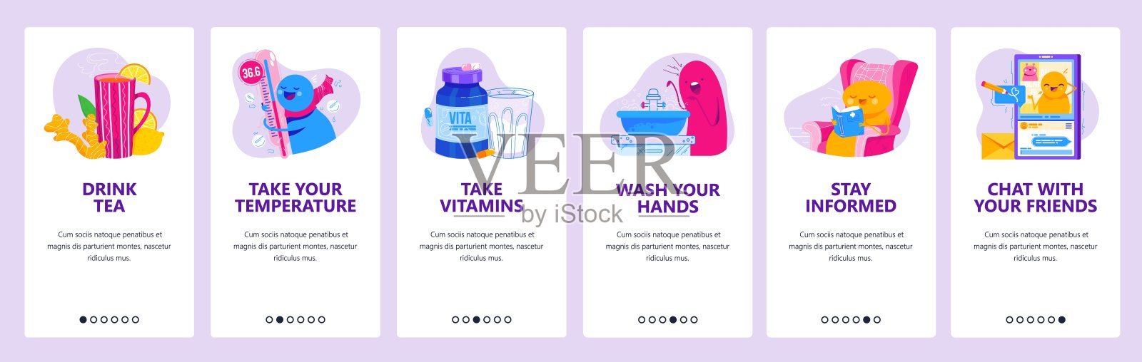 自我隔离建议网站和手机app上线屏幕矢量模板设计模板素材