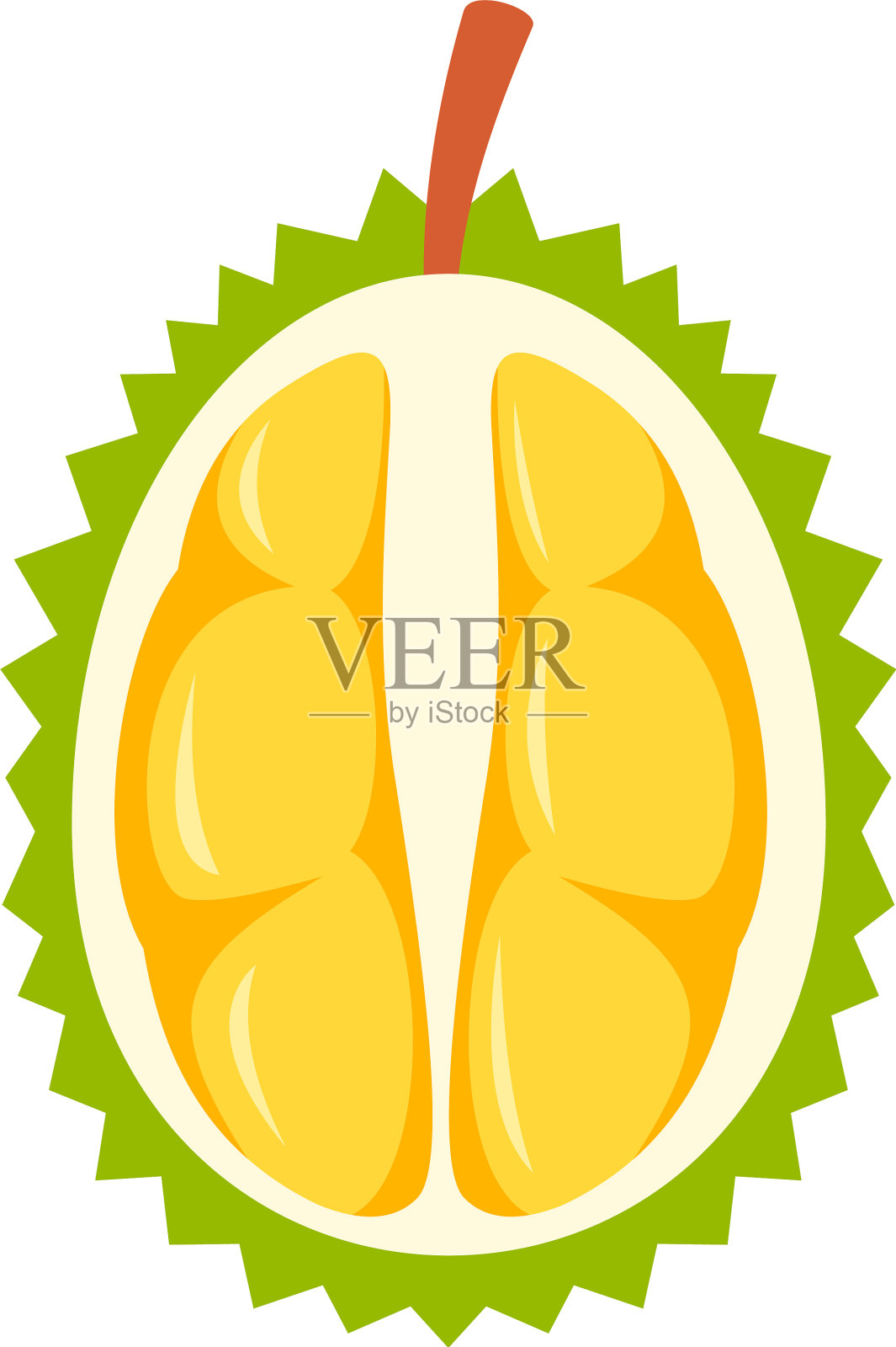 半鲜榴莲图标扁平化风格设计元素图片
