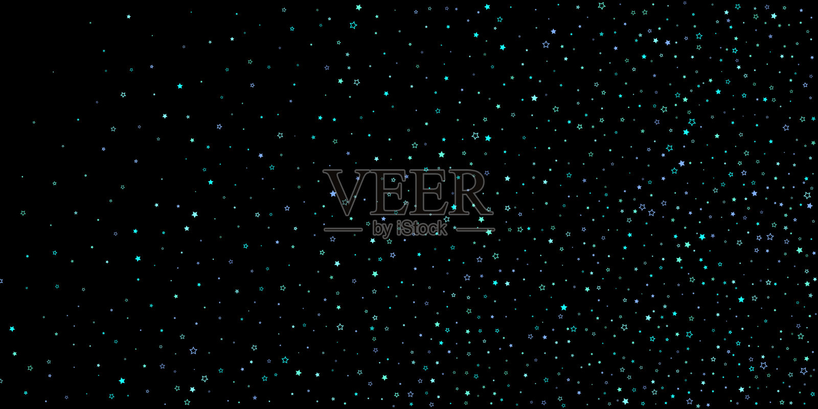 蓝色,青色,绿松石色闪亮的星星,五彩纸屑。插画图片素材