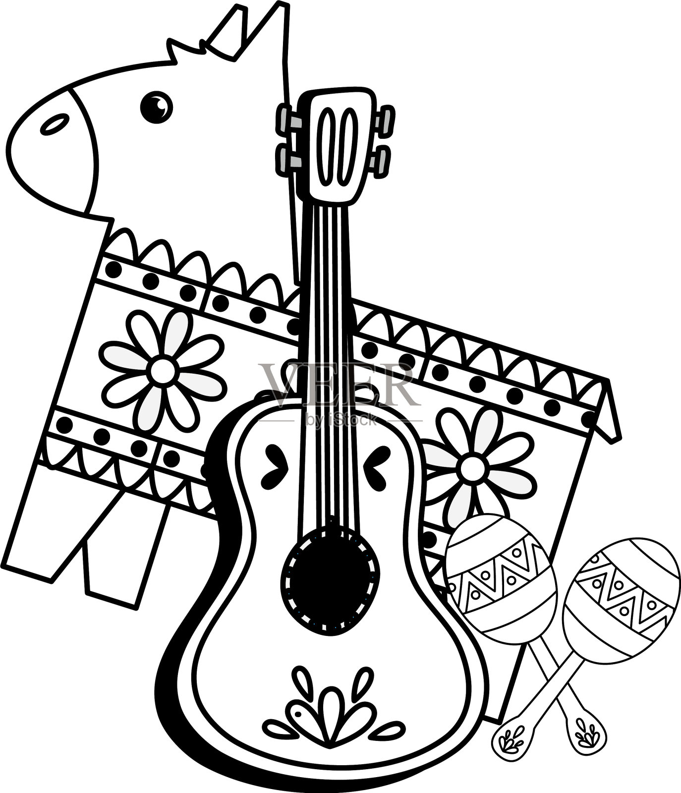 用吉他和设计元素图片