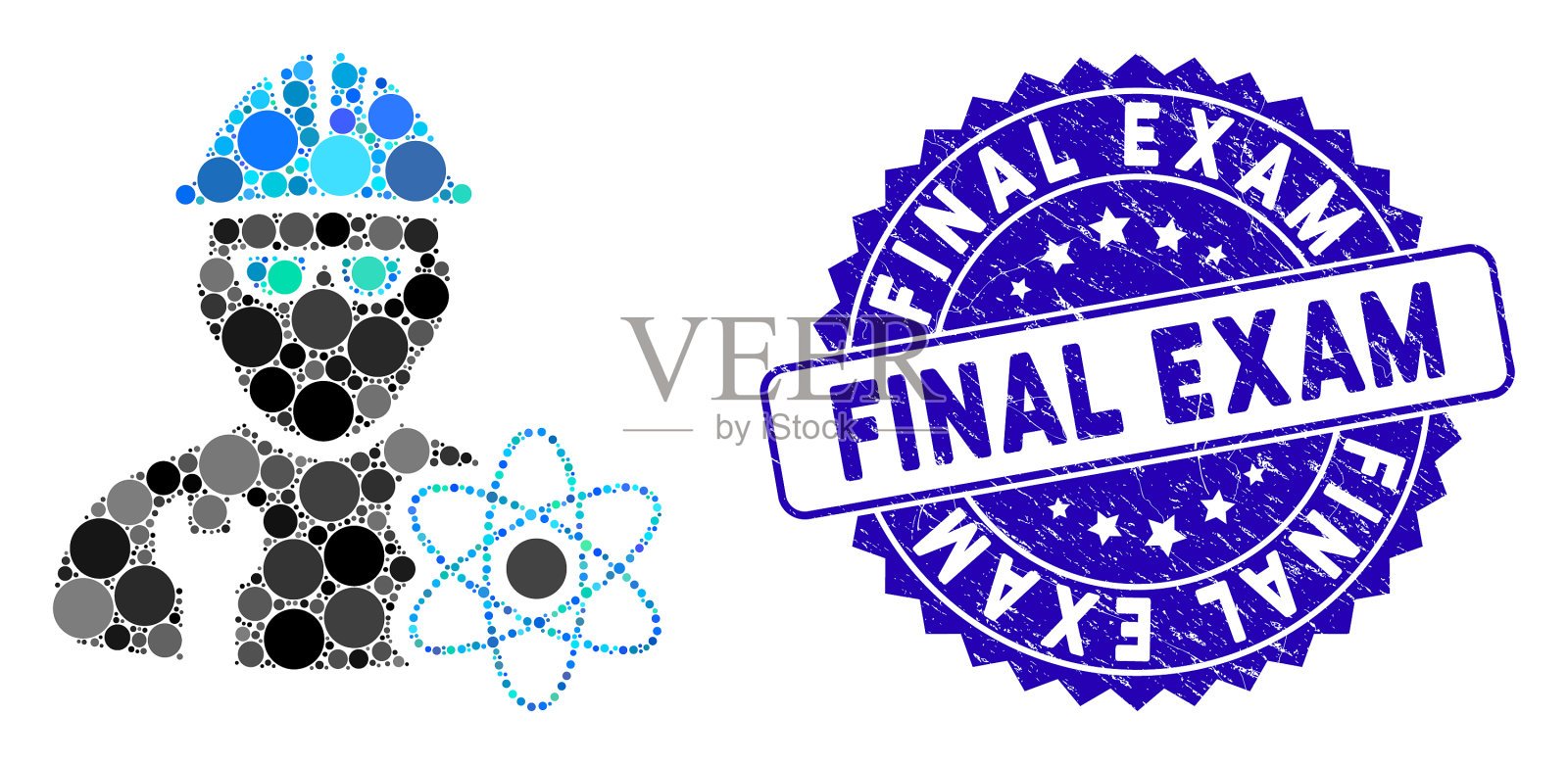 马赛克工业科学家图标与grunge最终插画图片素材