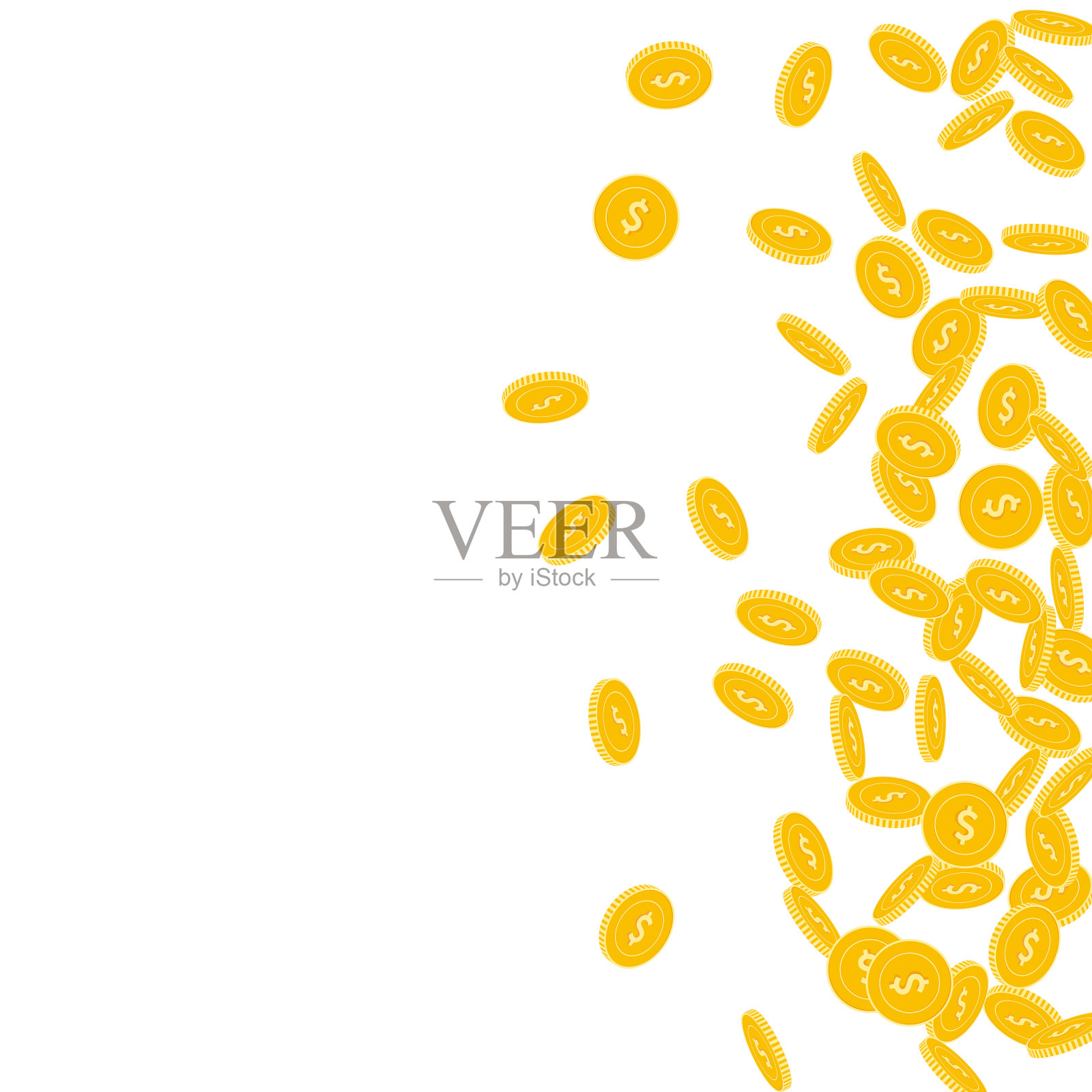 美元硬币散落着小美元插画图片素材