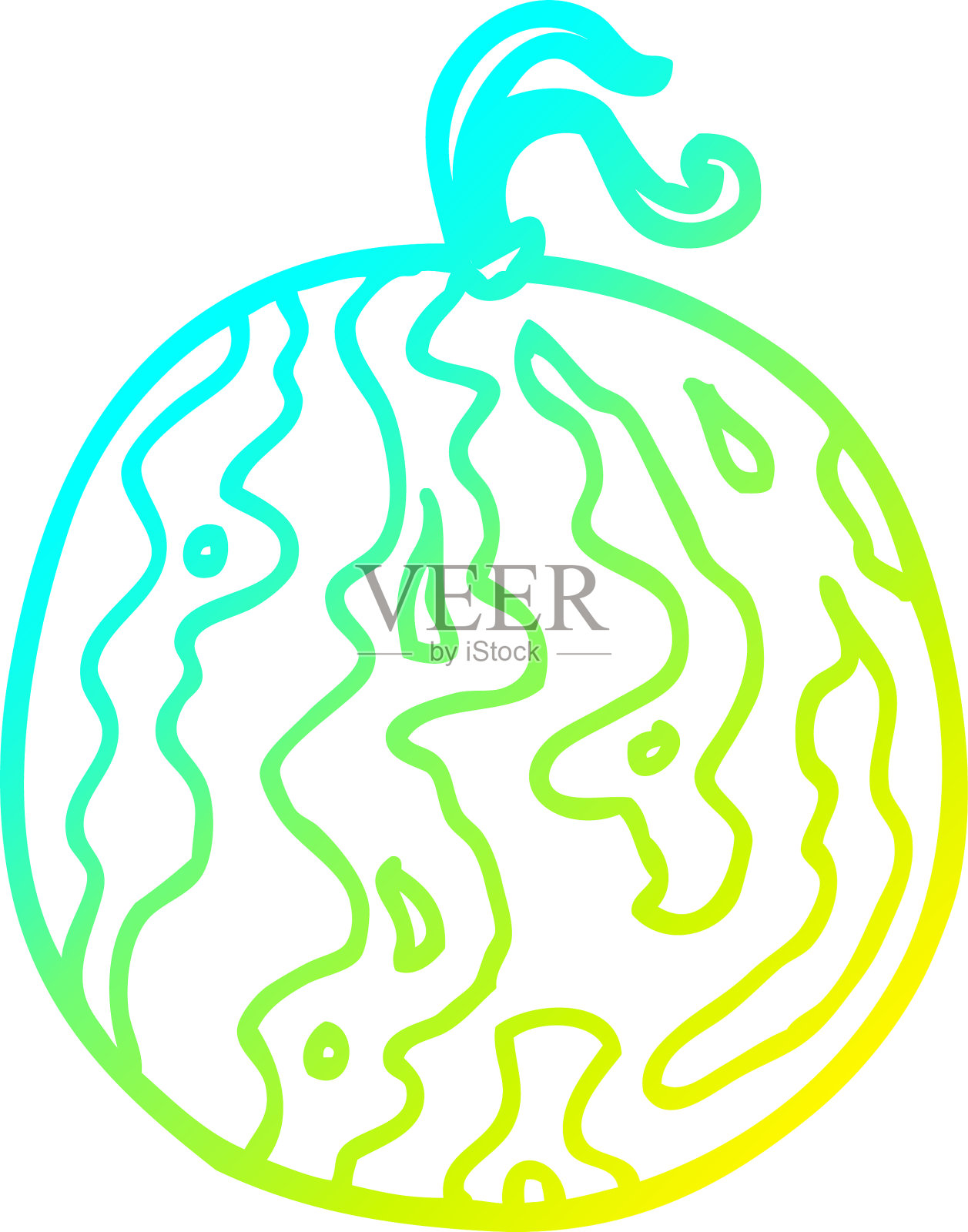 冷梯度线画卡通甜瓜设计元素图片