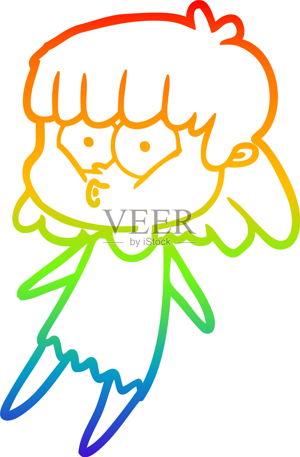 彩虹渐变线绘制卡通口哨设计元素图片