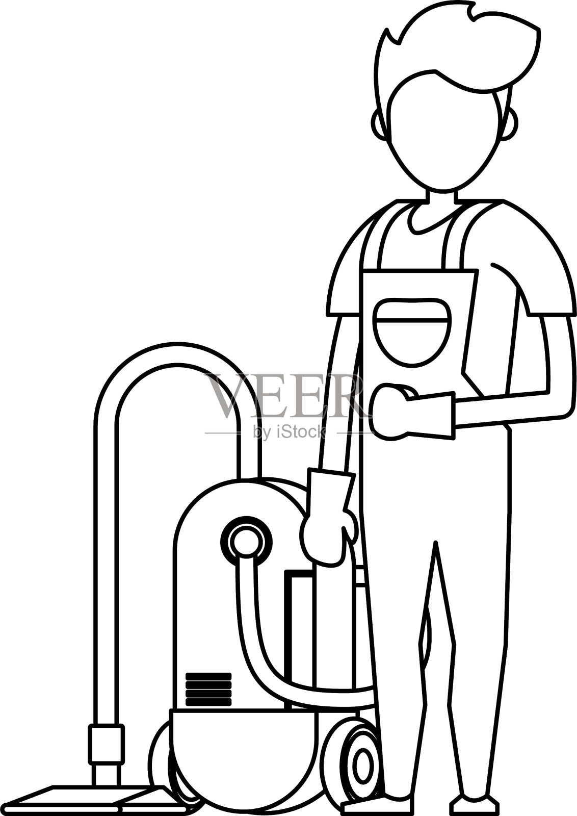 清洁工人使用清洁产品插画图片素材