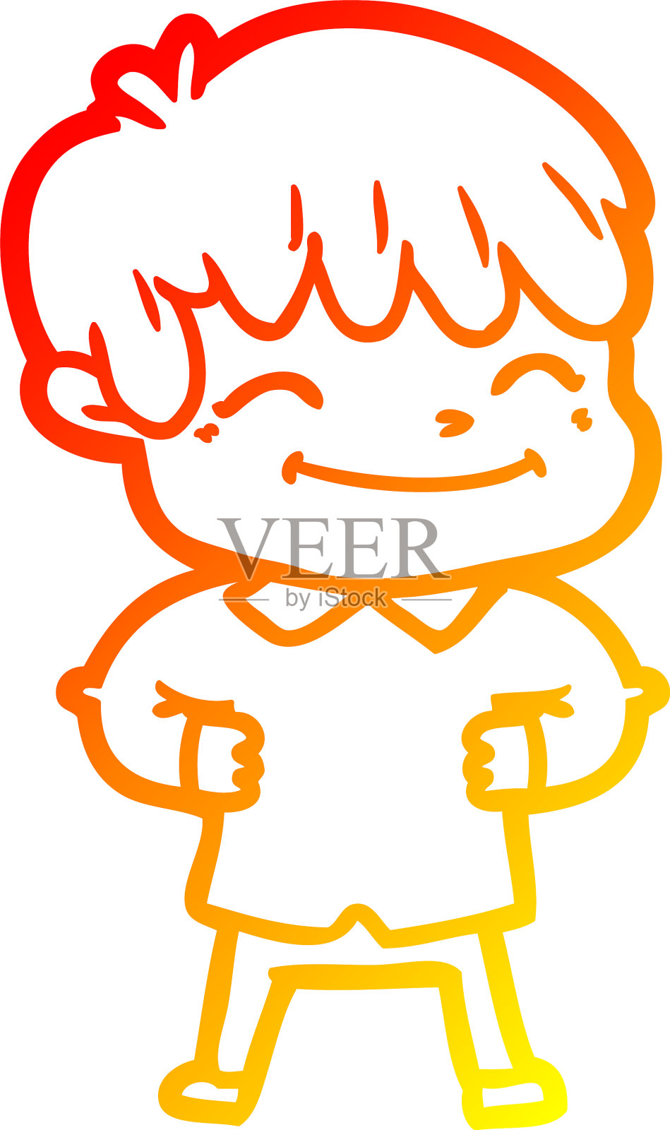 温暖的梯度线画卡通快乐的男孩设计元素图片