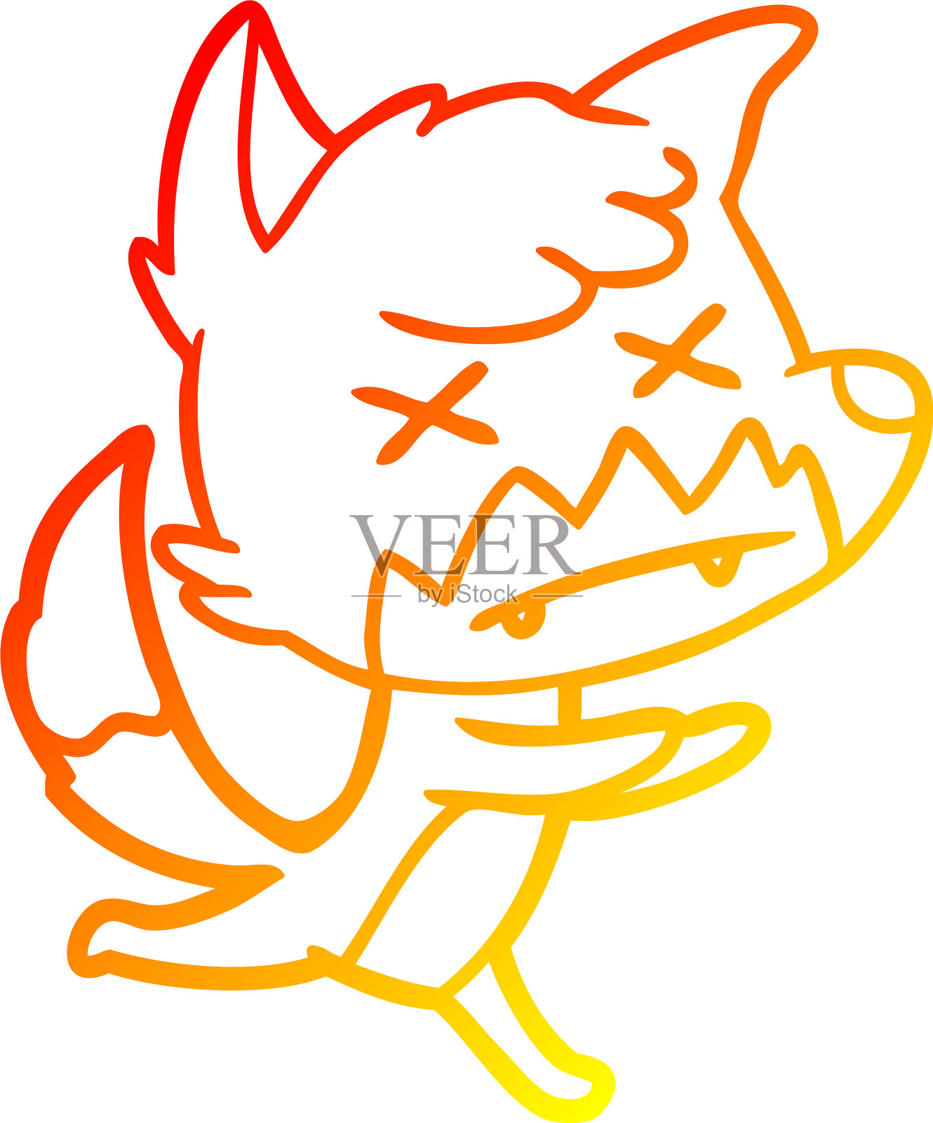 暖梯度线画卡通死狐设计元素图片