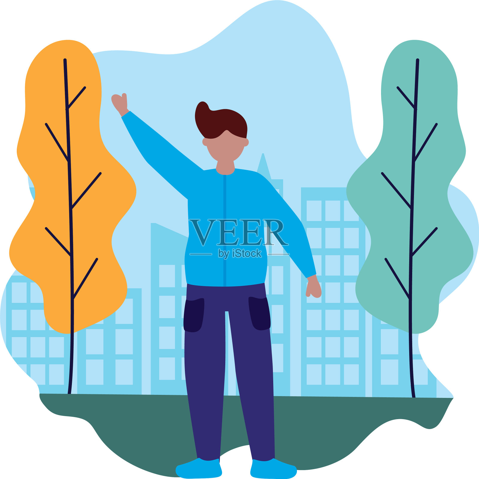 在城市公园里庆祝人的性格设计元素图片