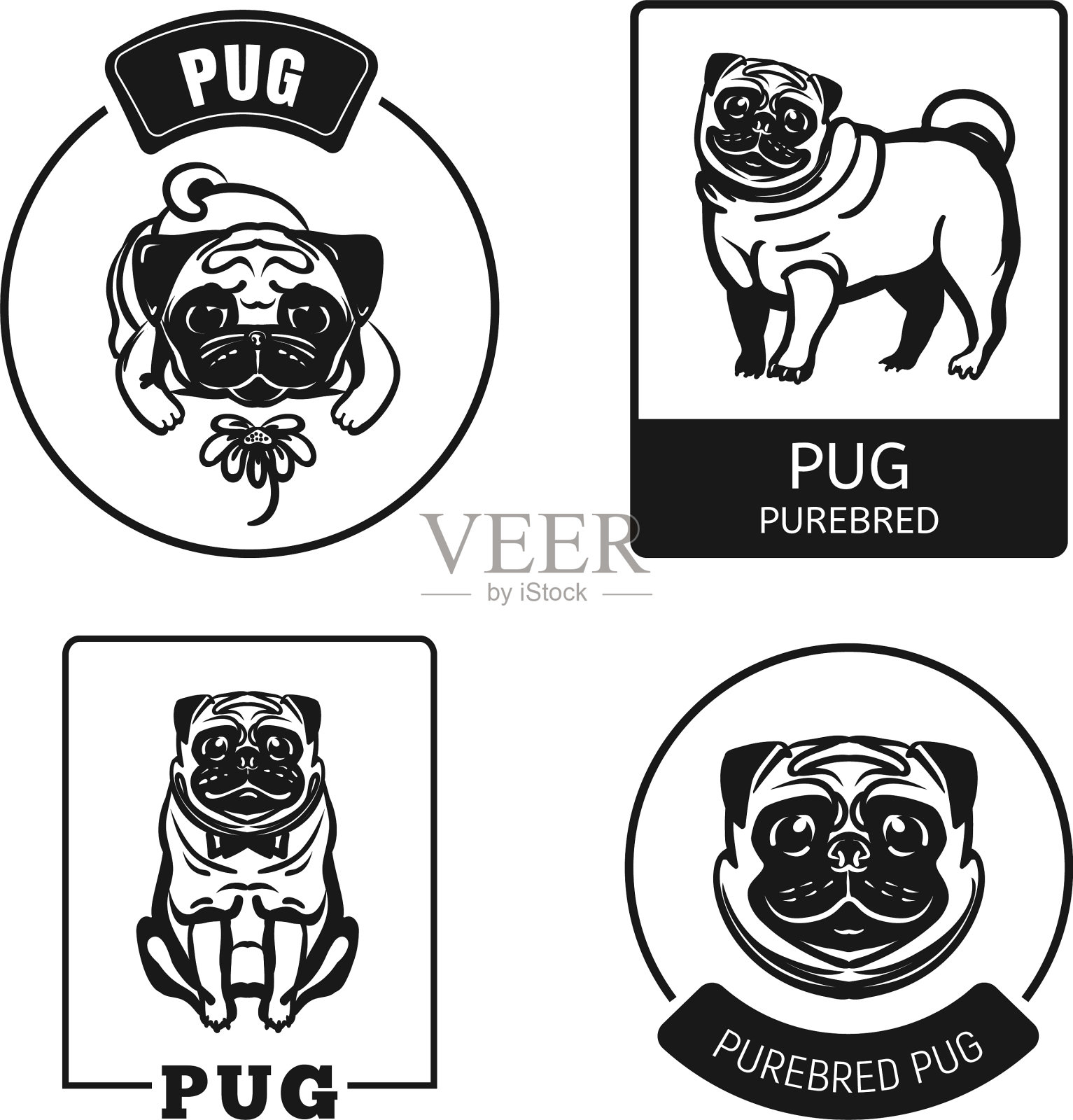 哈巴狗图标设置简单的风格图标素材