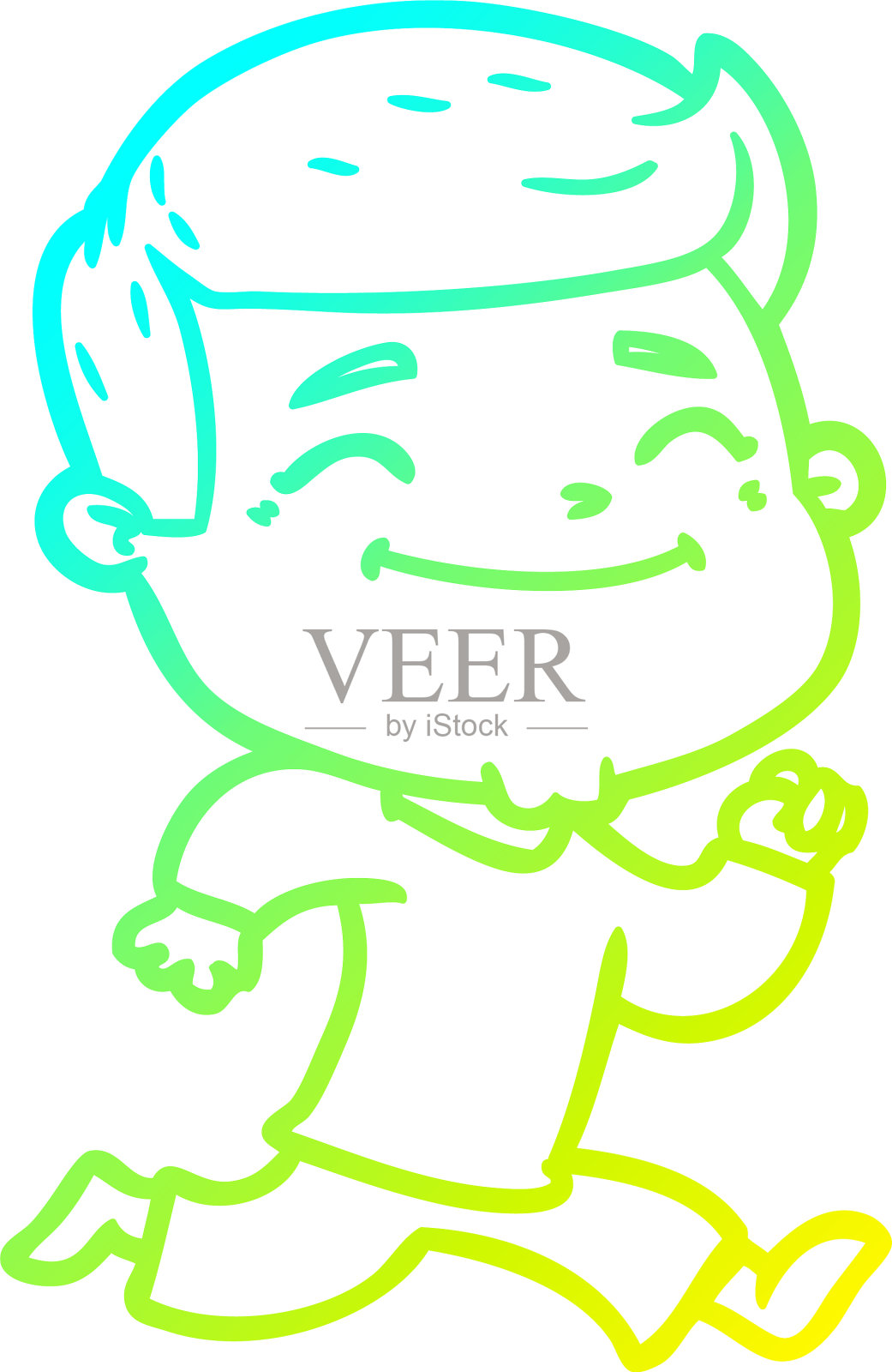 冷梯度线画快乐卡通人设计元素图片