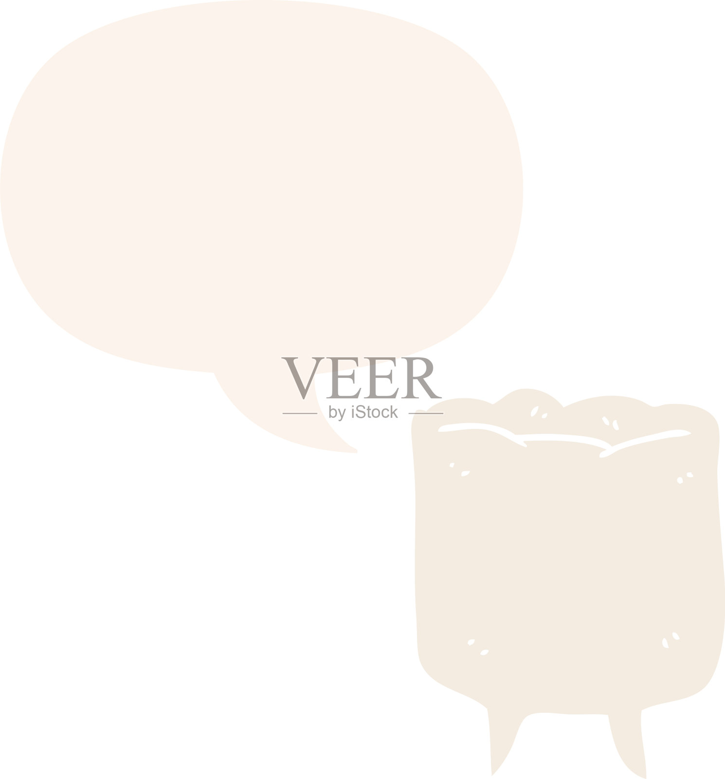 卡通牙齿和语音泡沫在复古风格设计元素图片